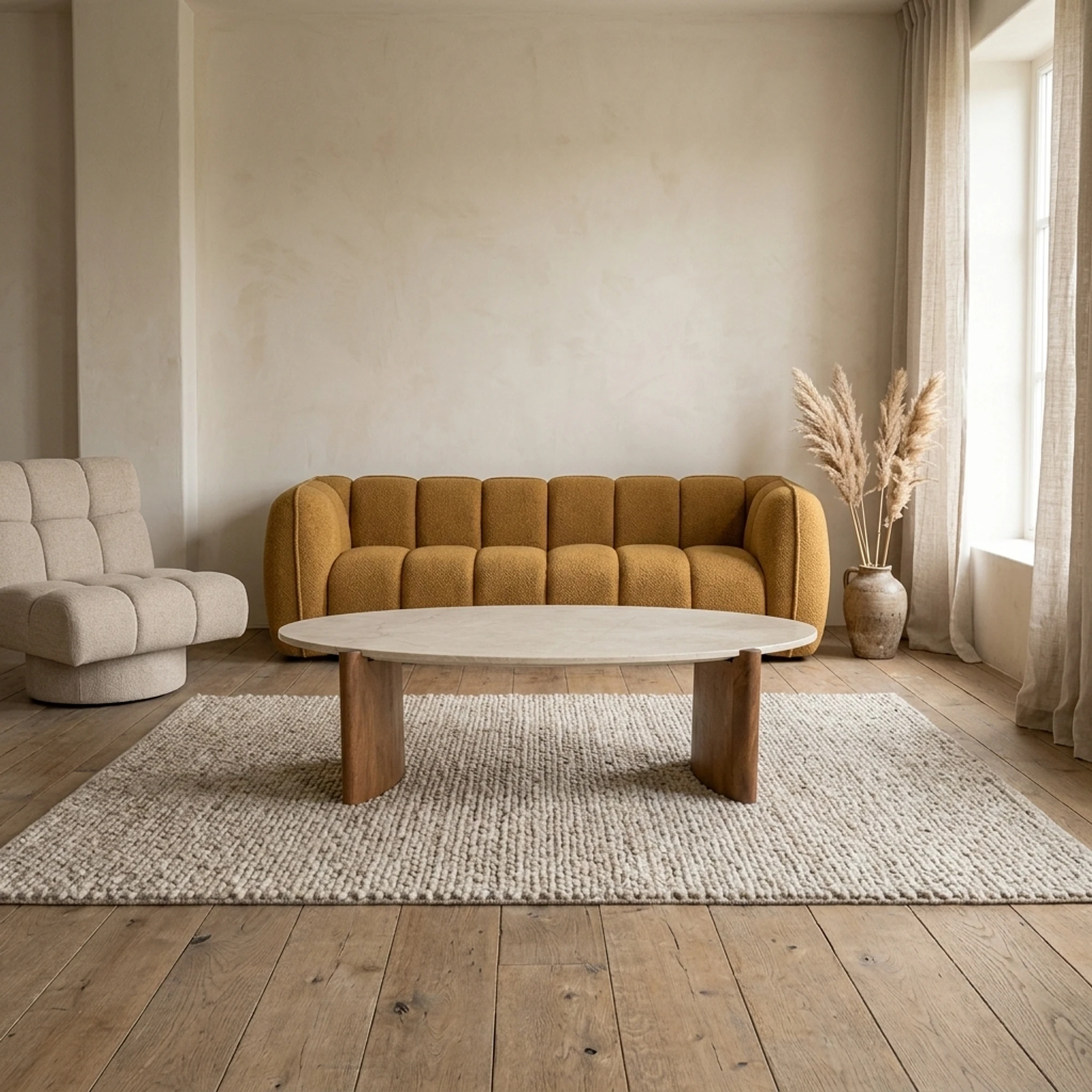 Salontafel Nomi mangohout en marmer - Eleonora