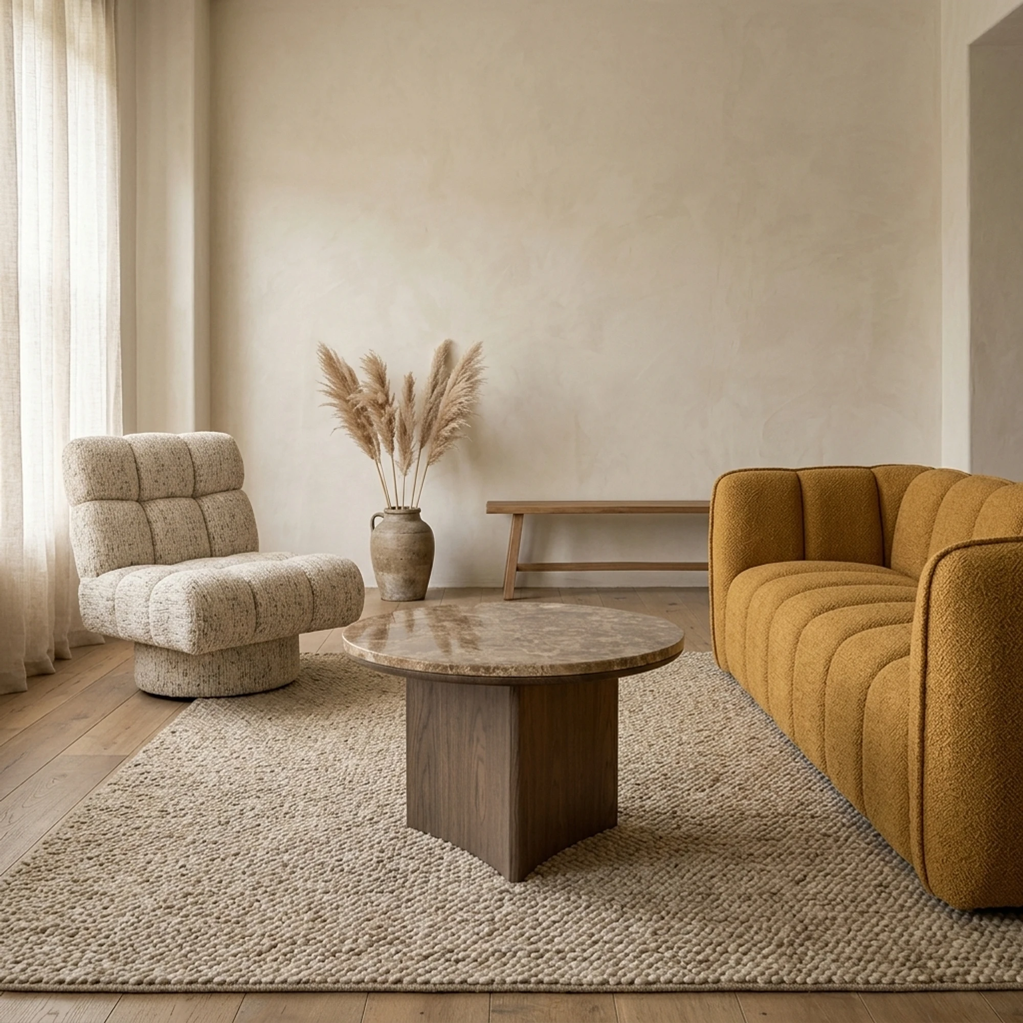 Okke Walnut Marble Coffee Table - Eleonora