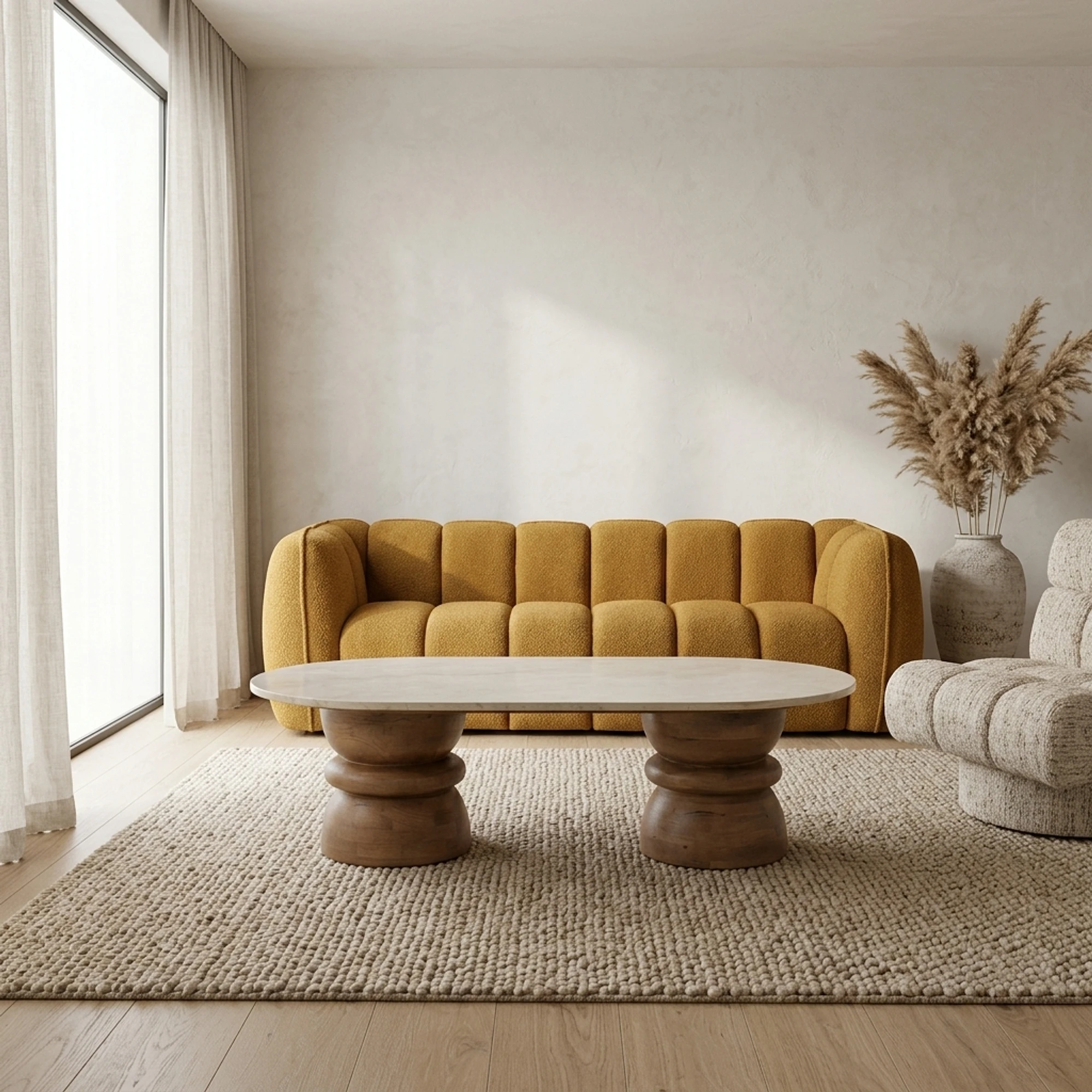 Pippa Coffee Table Mango Wood and Marble - Eleonora