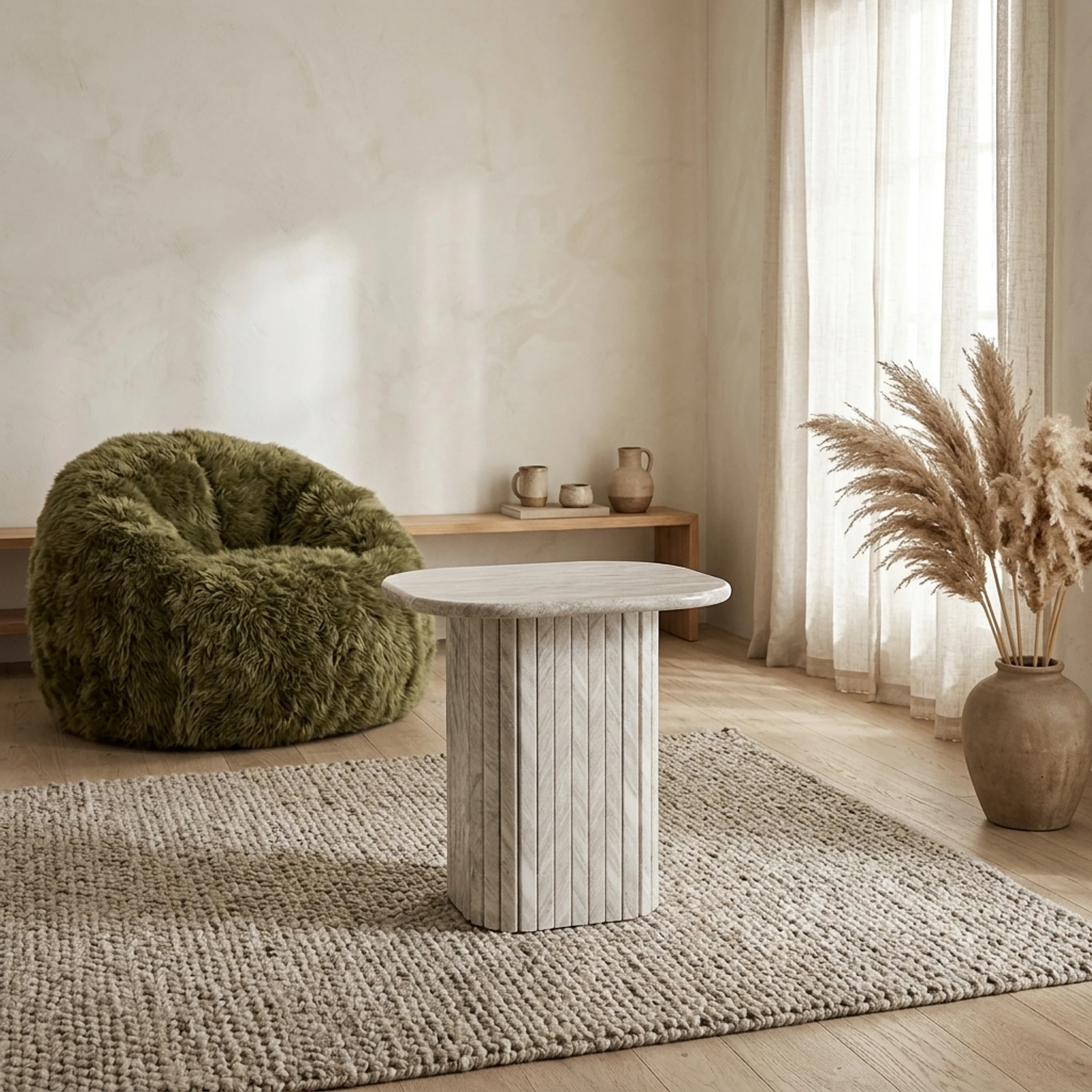 Dorique Marble and Mango Wood Side Table - By-Boo