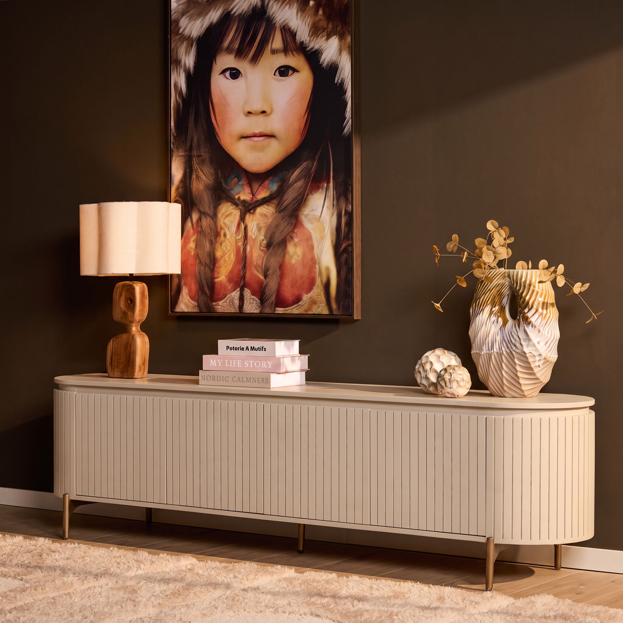 TV-Möbel Solana Sand Mangoholz 210 cm - Starfurn