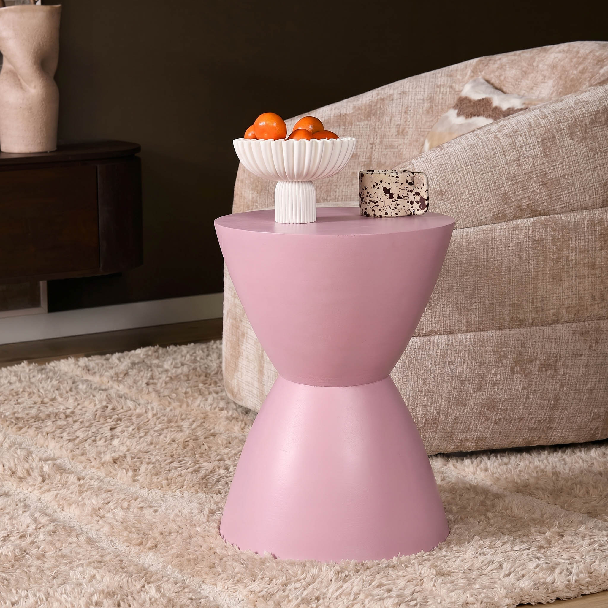 Side Table Abbey Pink Mango Wood 33 cm - Starfurn