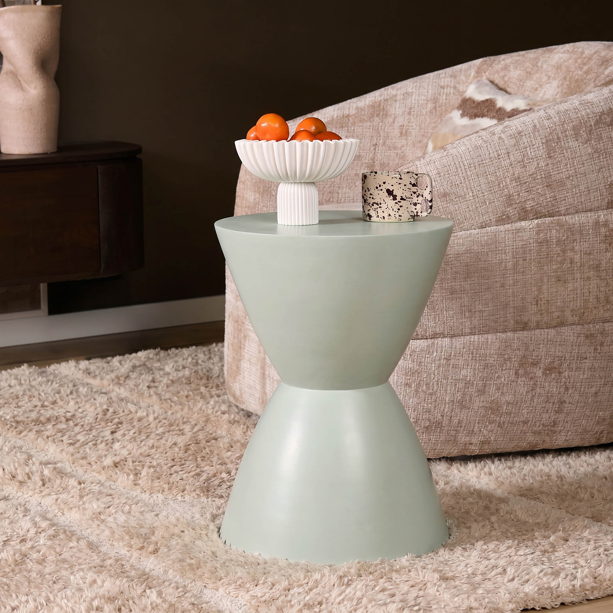 Mesa auxiliar Abbey verde de madera de mango 33 cm - Starfurn