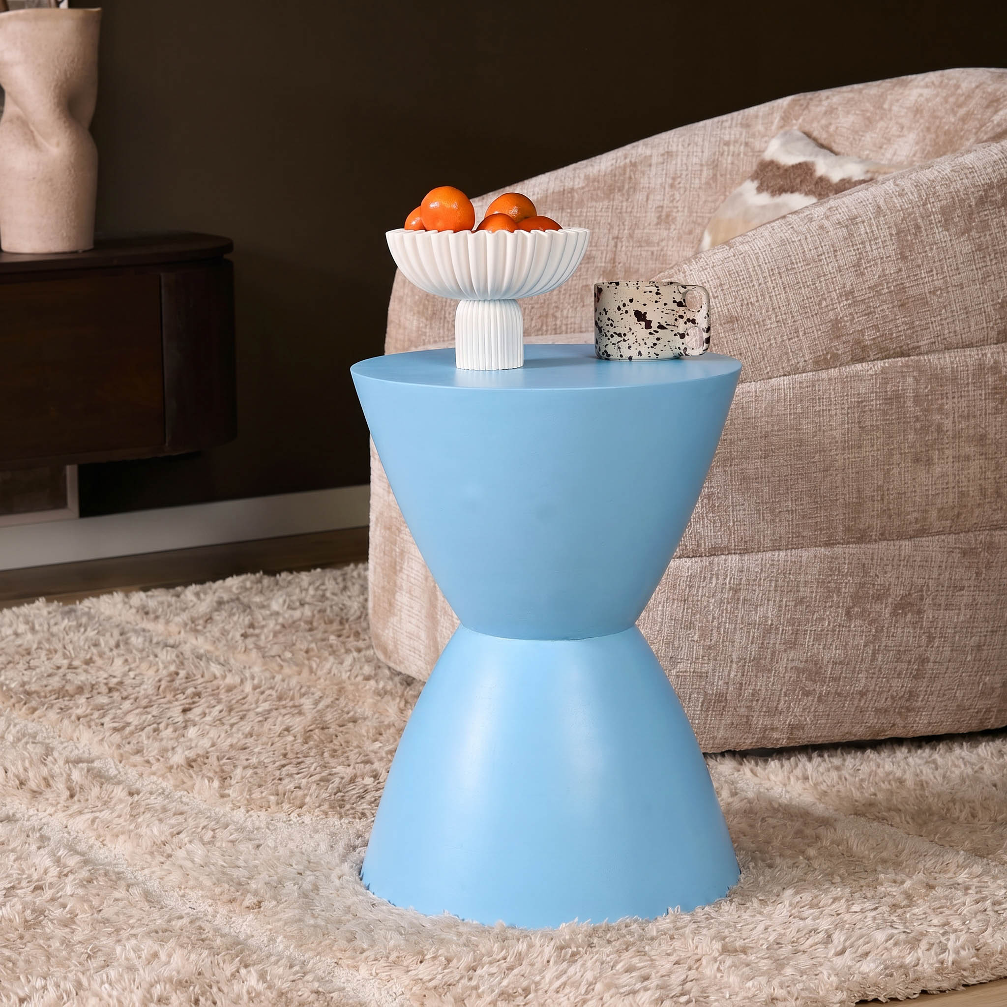 Bijzettafel Abbey Blauw Mangohout 33 cm - Starfurn