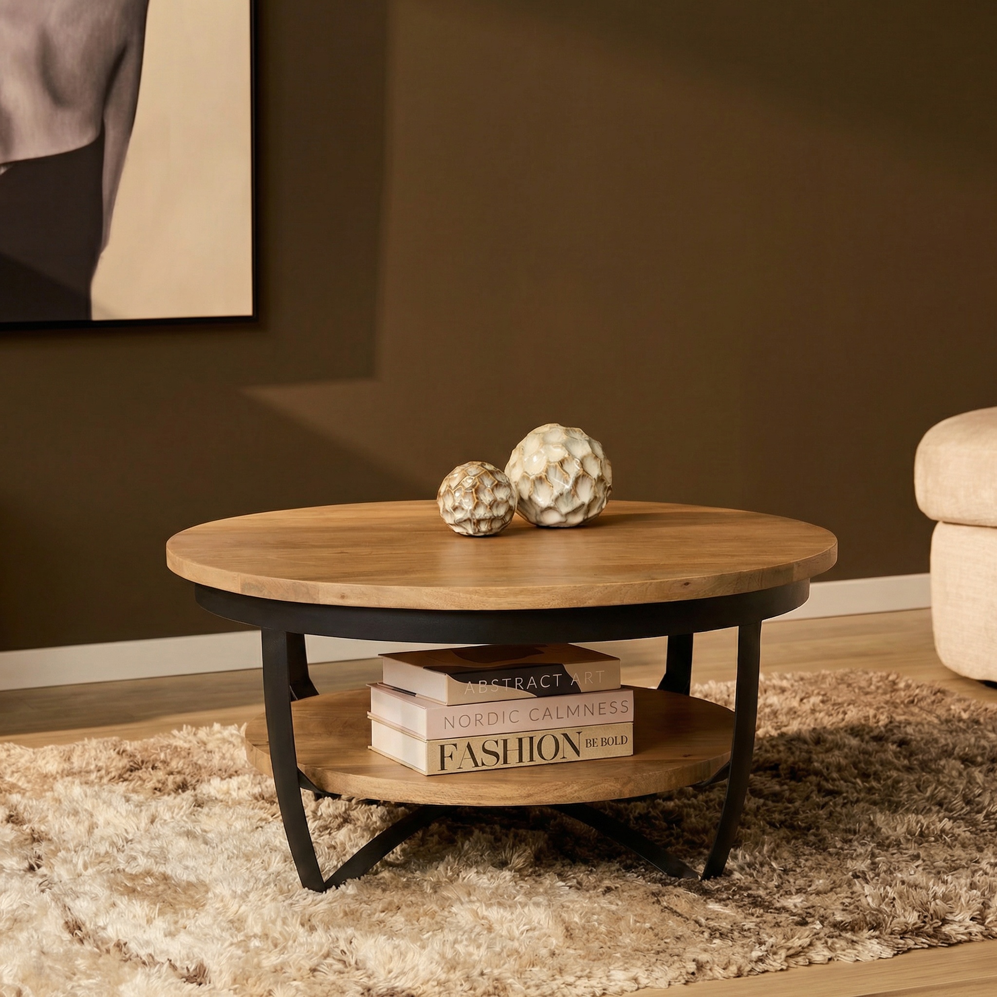 Mesa de centro Paras Naturel madera de mango 90 cm - Starfurn