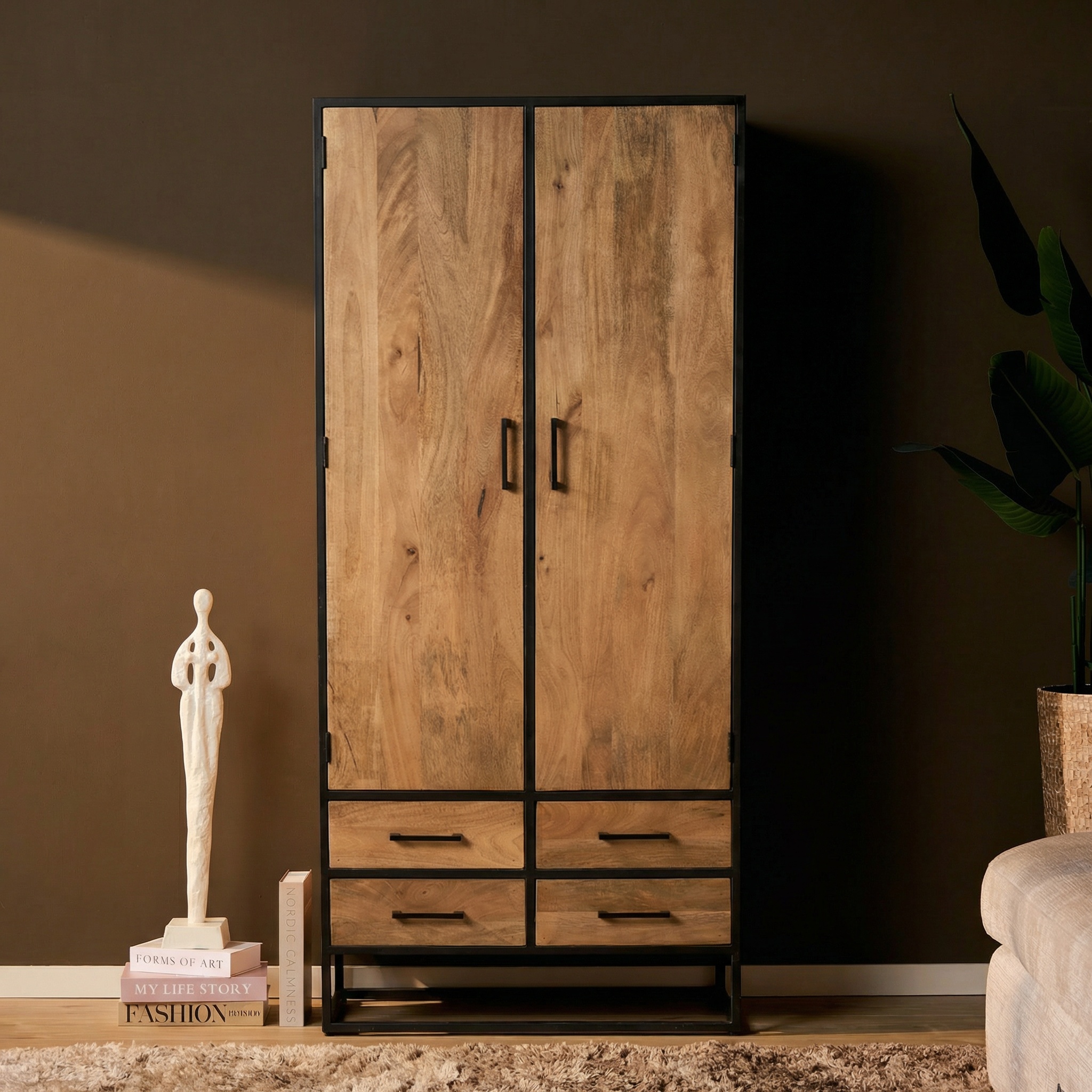 Cabinet Dakota | 90 cm (Mango wood, Natural) - Starfurn