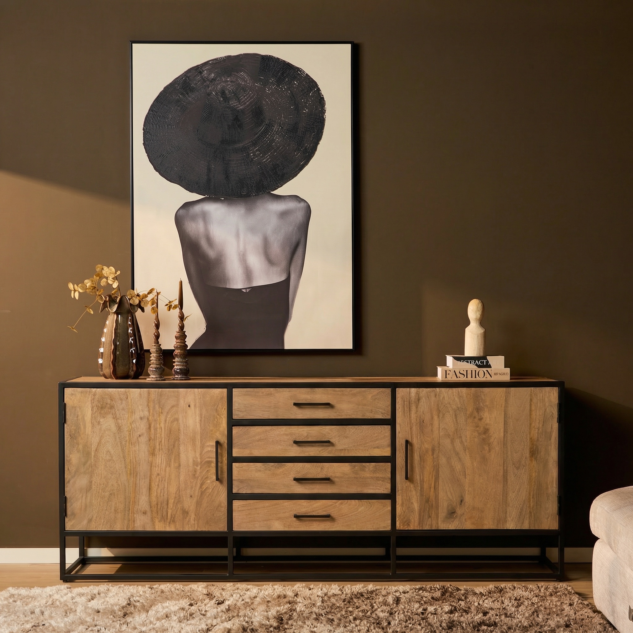 Sideboard Dakota | 210 cm (Mango wood, Natural) - Starfurn