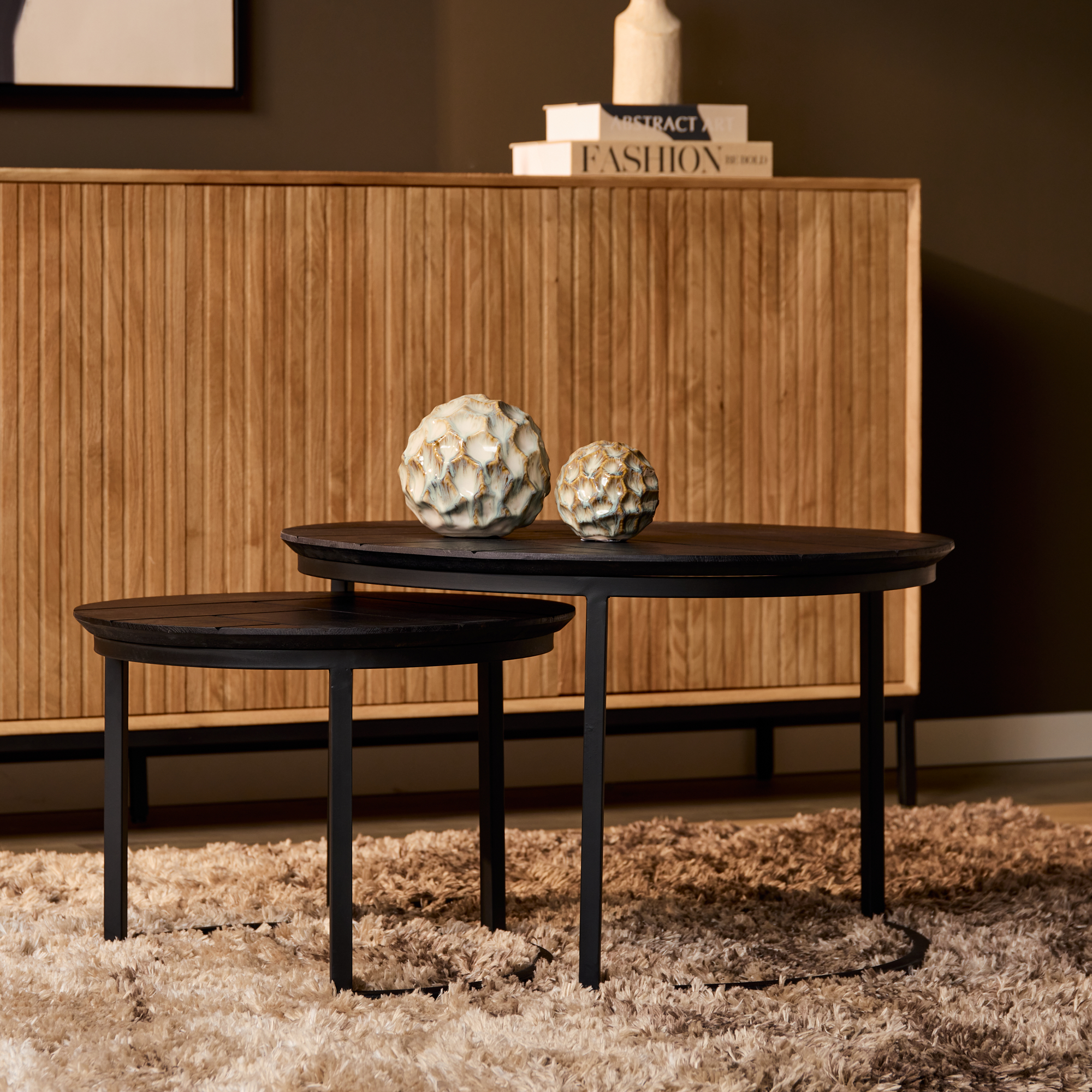 Coffee table Otik Black Oak | 70 cm | set of 2