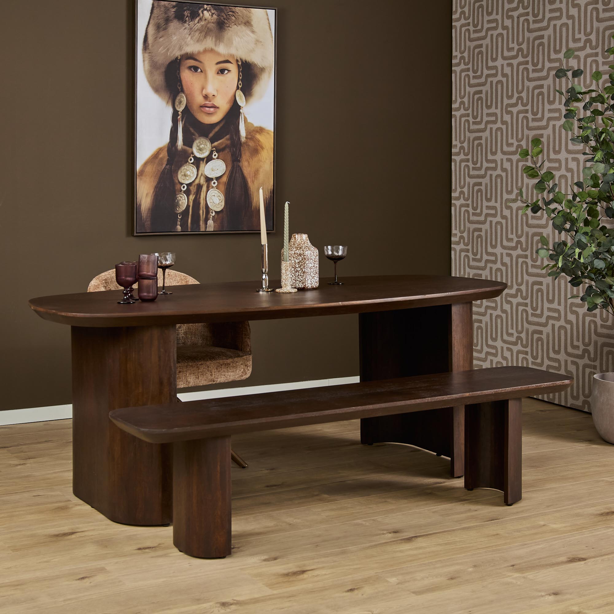 Dining Bench Maré Brown | 220 cm - Starfurn