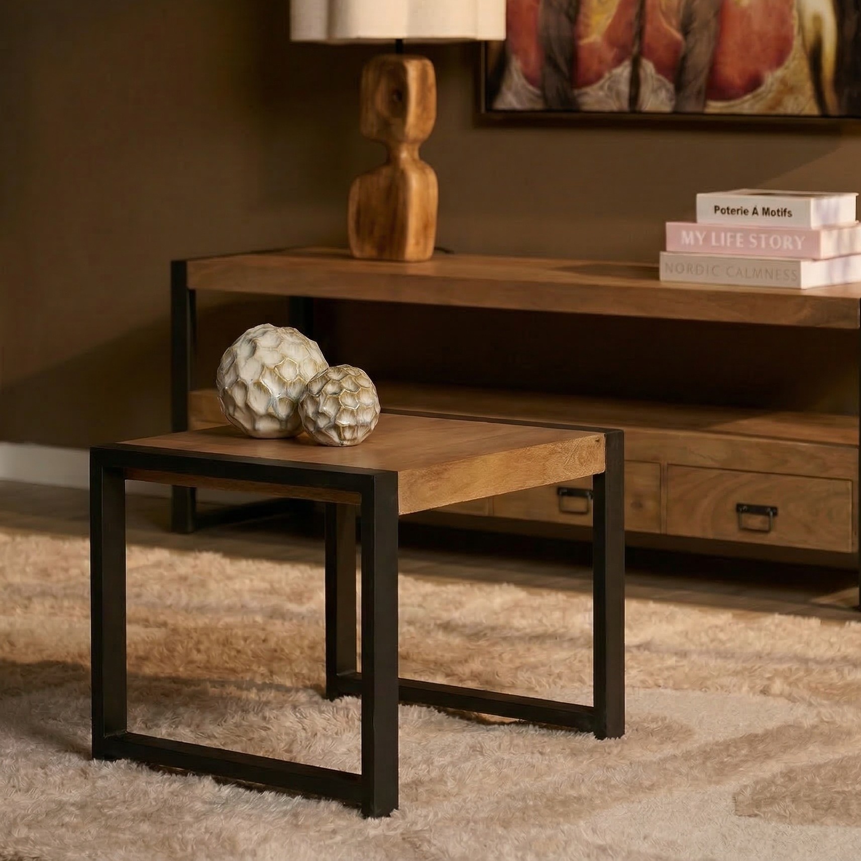 Mesa auxiliar Britt | 60 cm (Madera de mango, Natural) - Starfurn