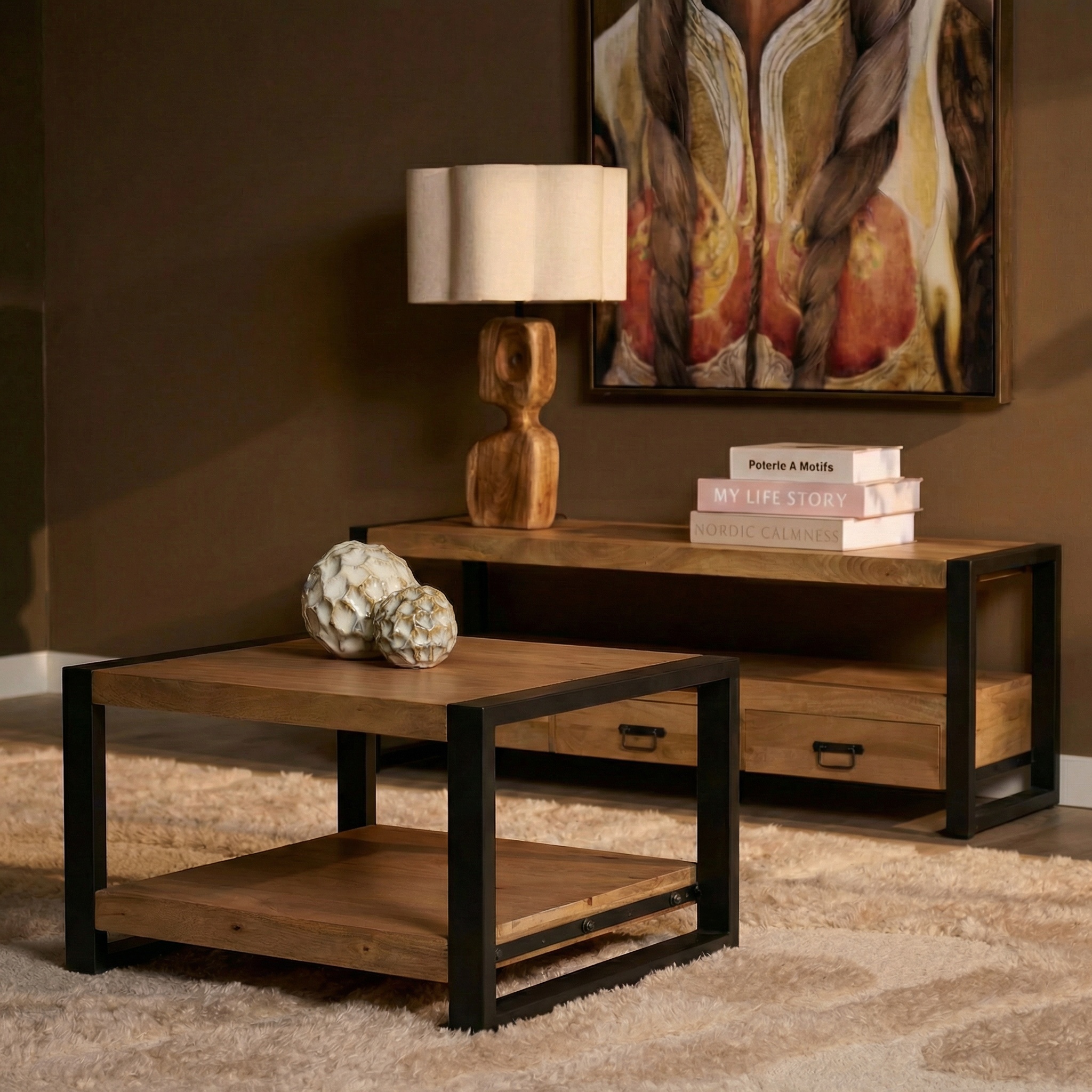 Coffee Table Britt | 80x80 cm (Mango wood, Natural) - Starfurn