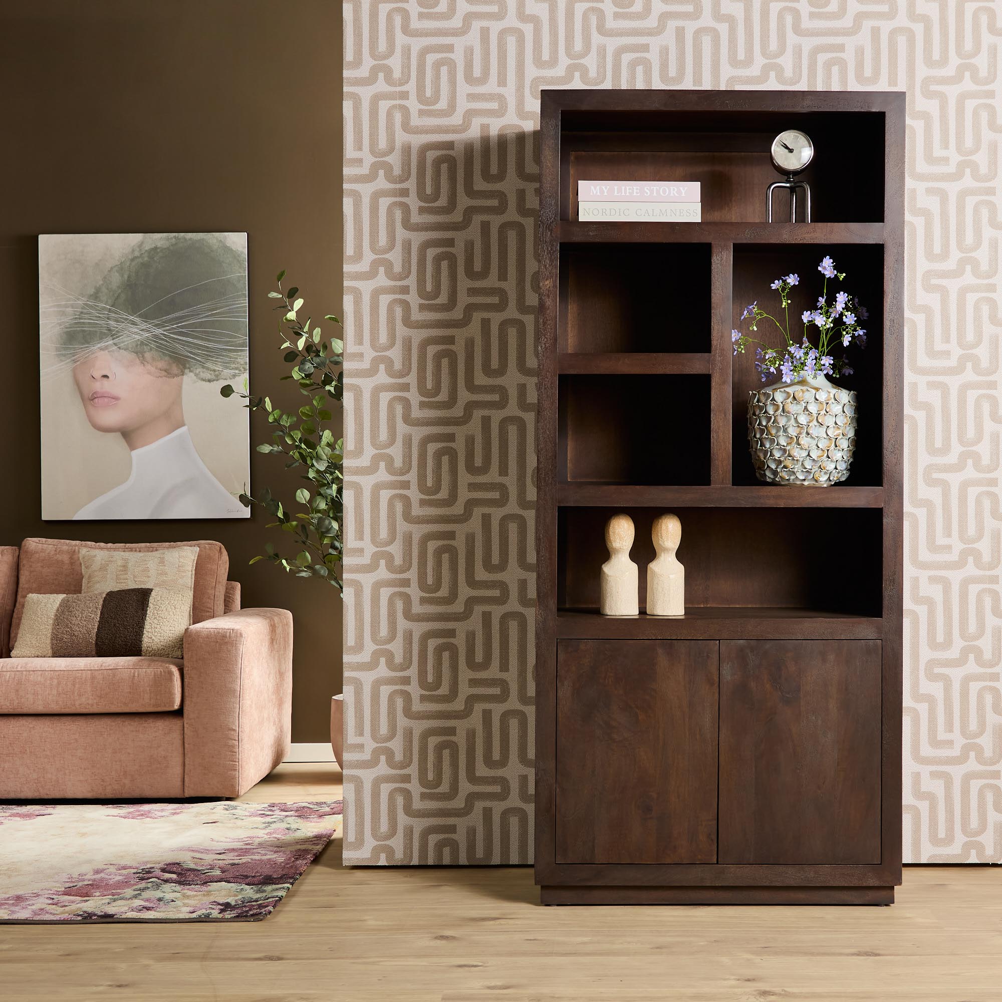 Offenes Regal Brussel Brown | 90 cm (Mangoholz, Braun) - Starfurn
