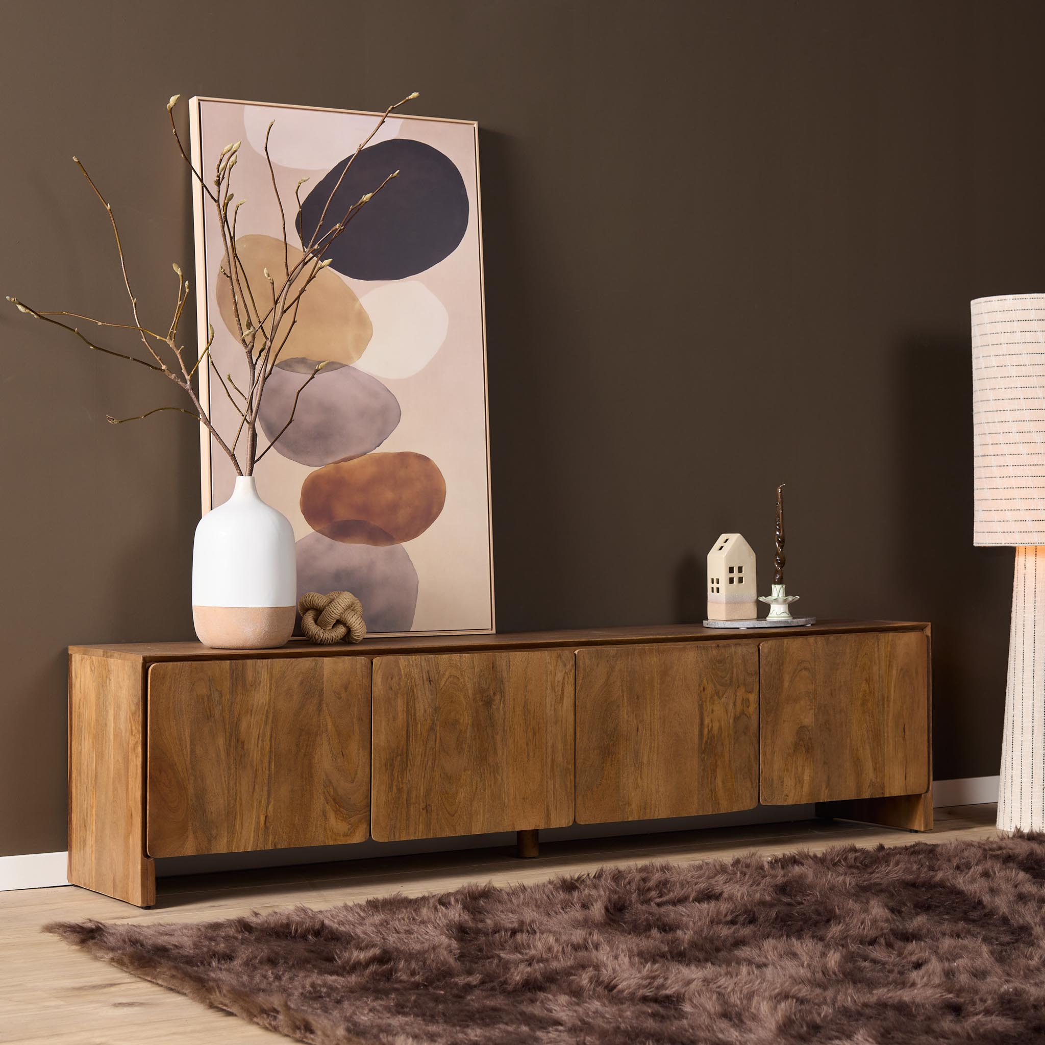 TV-Möbel Tense | 200 cm (Mangoholz, Natur) - Starfurn