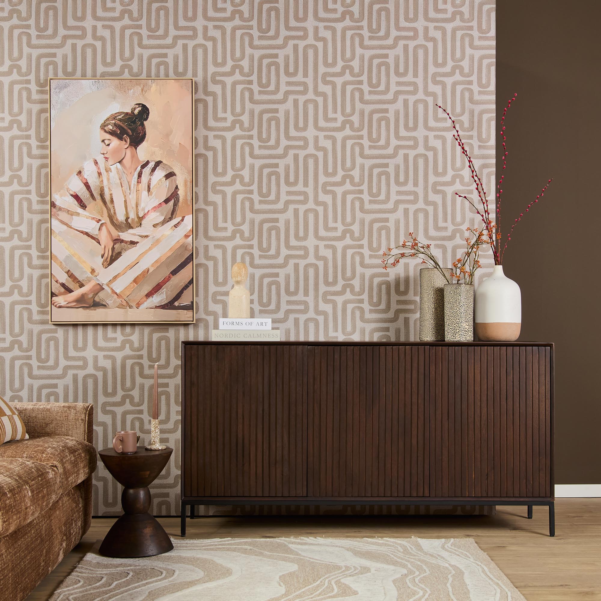 Aparador Madison Bruin madera de mango 165 cm (Bruin|Zwart) - Starfurn