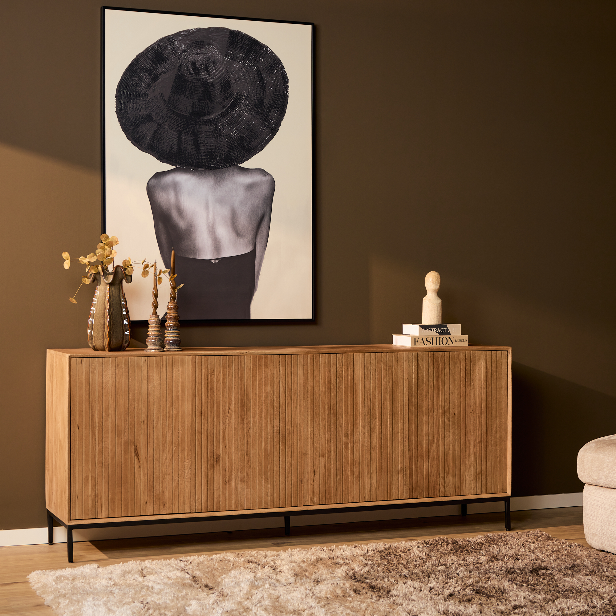 Sideboard Madison Natur Mangoholz 210 cm - Starfurn
