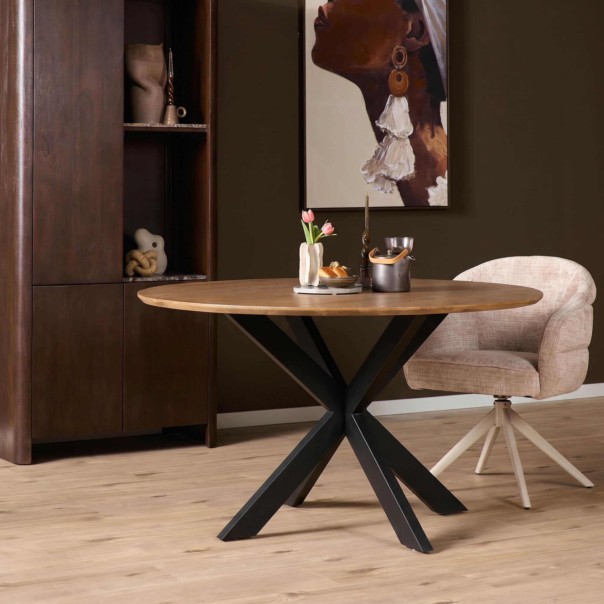 Round Dining Table Madison Natural Mango Wood 110 cm - Starfurn