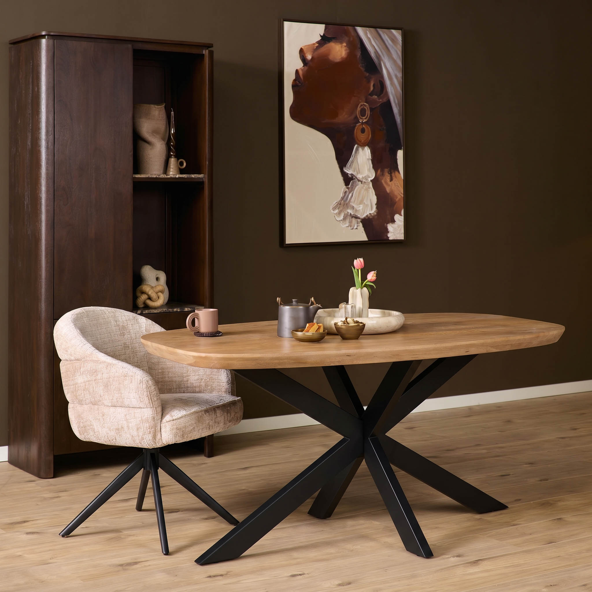 Mesa de comedor Madison Natural | 160 cm | Ovalada danesa (Madera de mango) - Starfurn