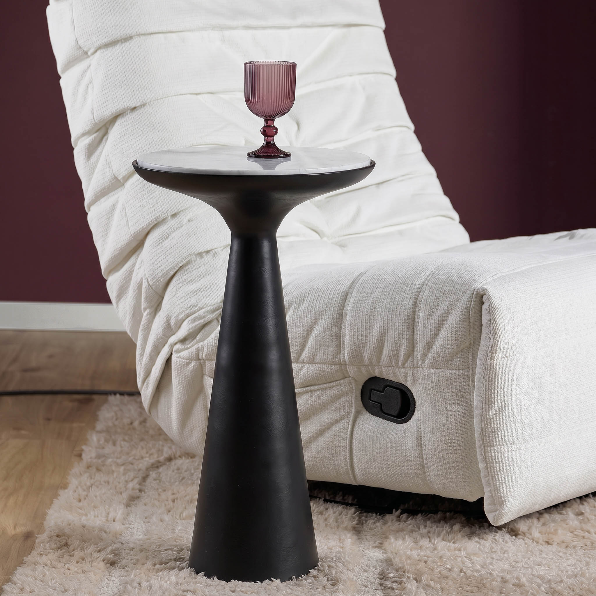 Mesa auxiliar Essy Negro mármol y metal 38 cm - Starfurn