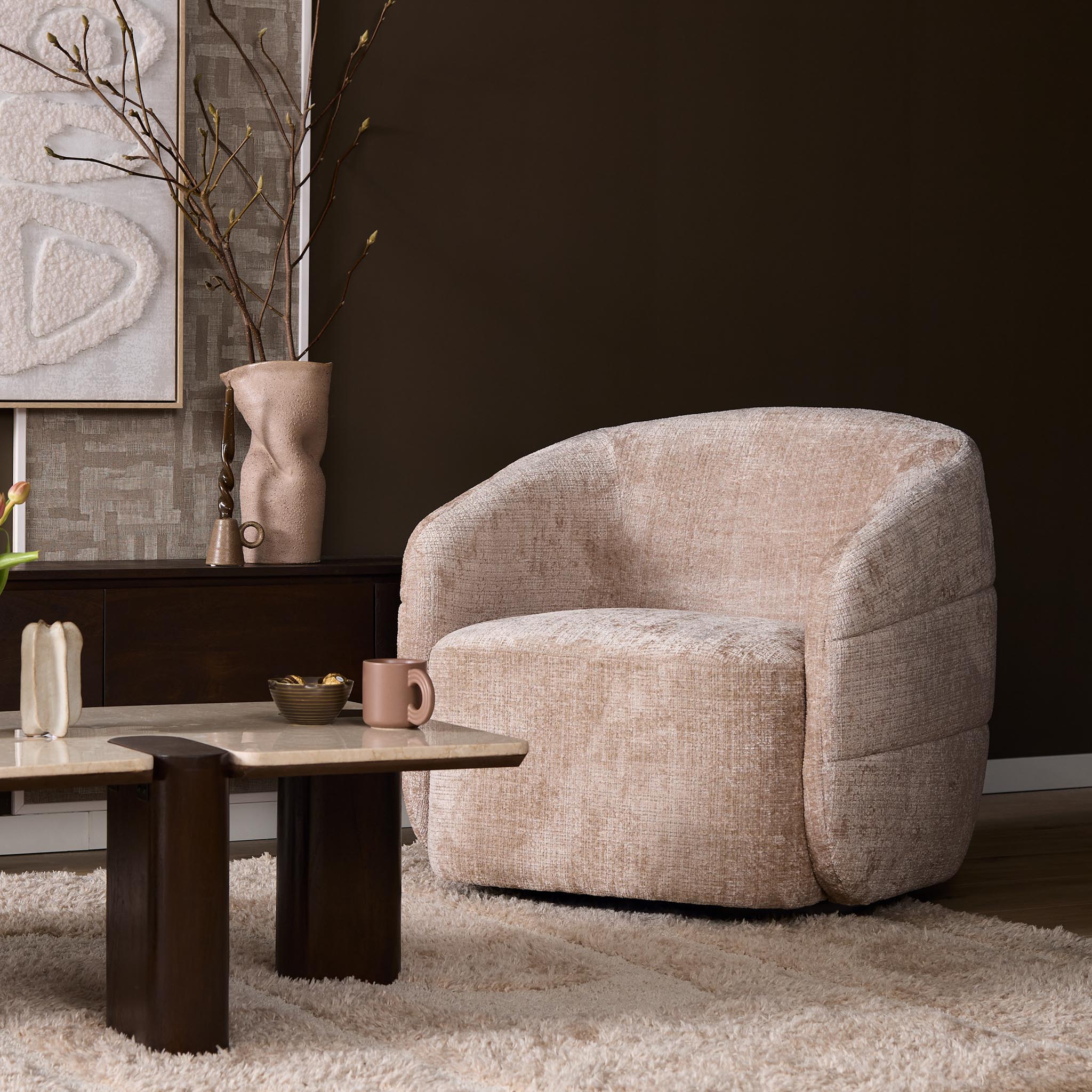 Swivel Armchair Yara Beige - Starfurn