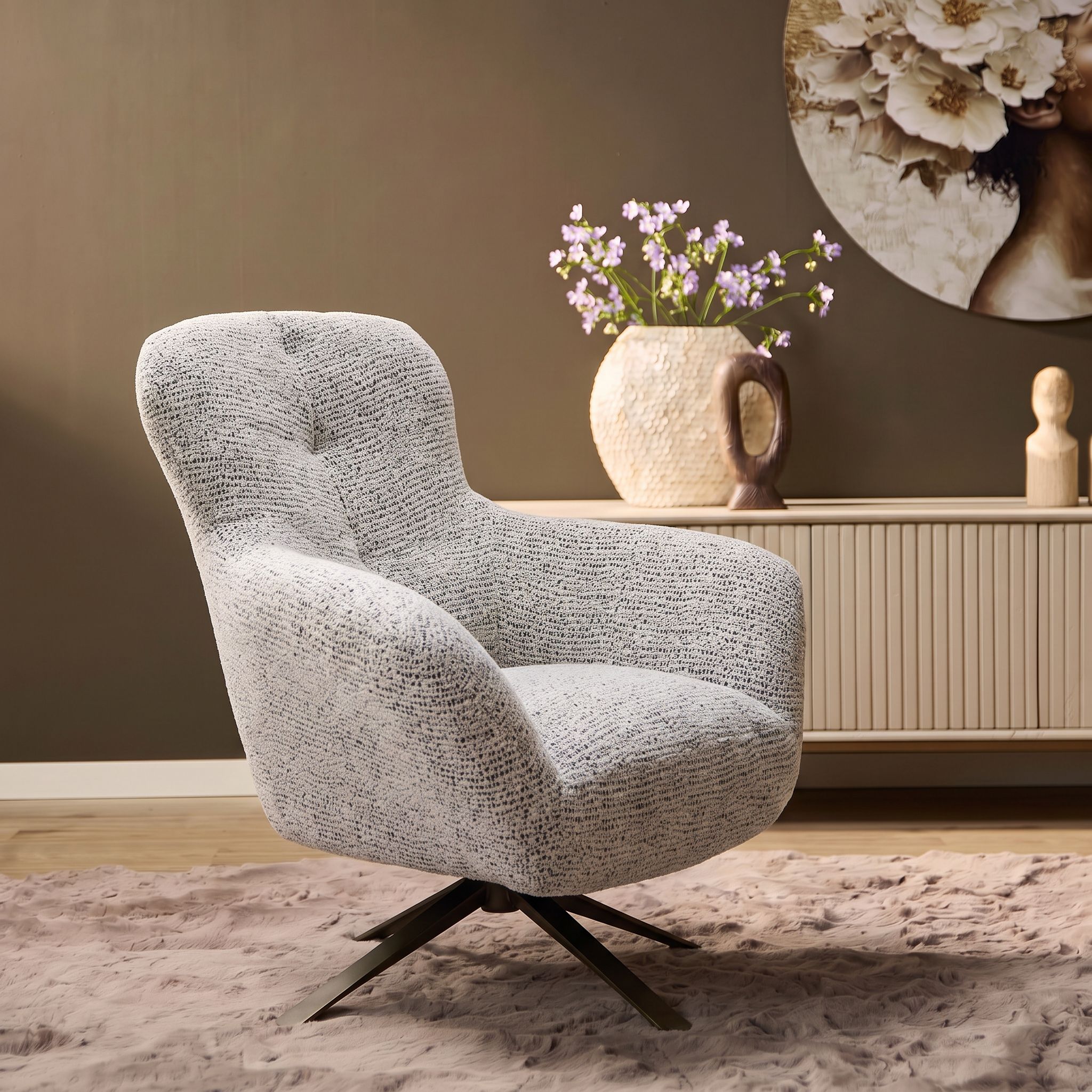 Swivel Armchair Nena Beige - Starfurn