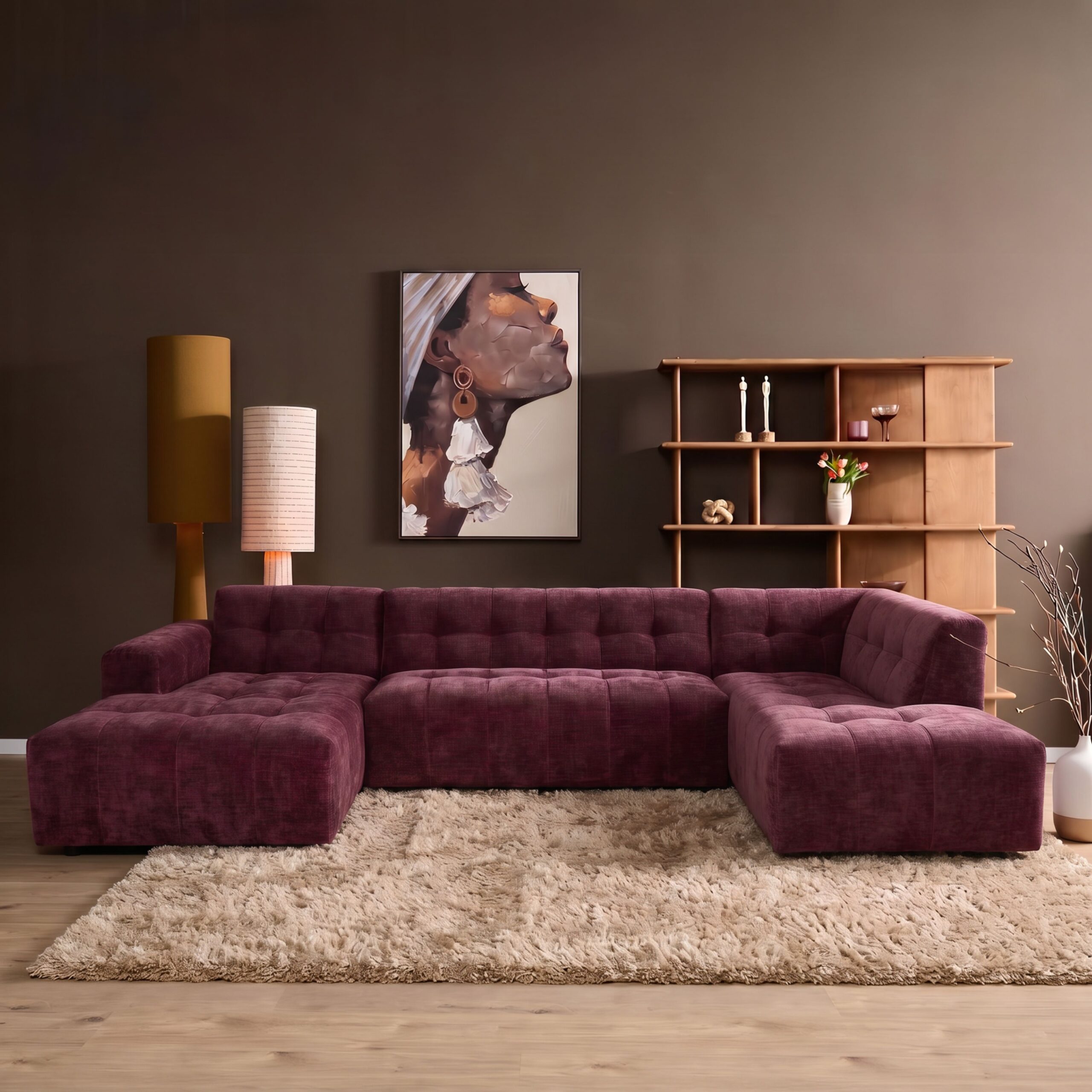 MySofa Ruby U-bank Paars Lounge L + 2,5 + Ottomane R - Starfurn