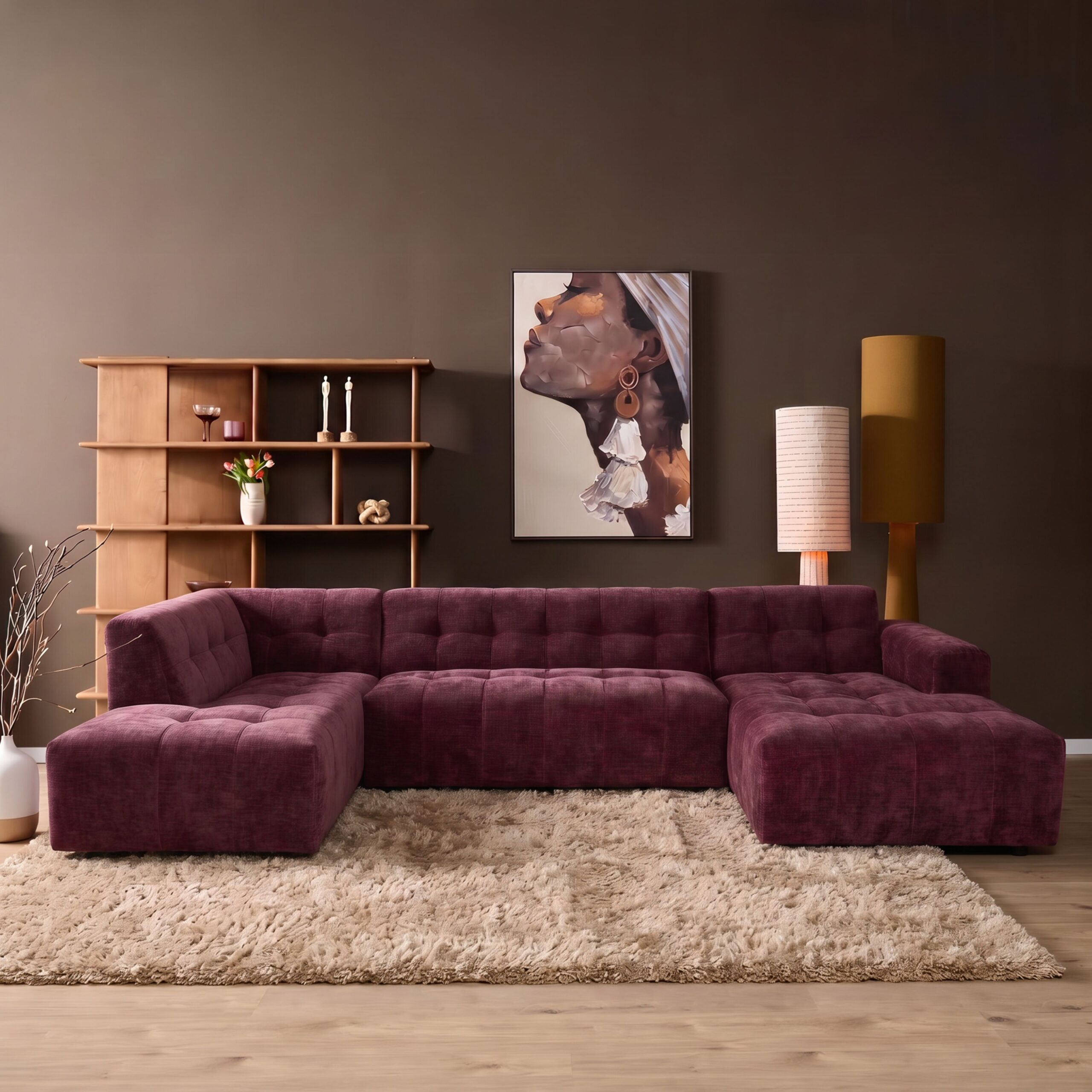 MySofa Ruby U-bank Paars Ottomane L + 2,5 + Lounge R - Starfurn