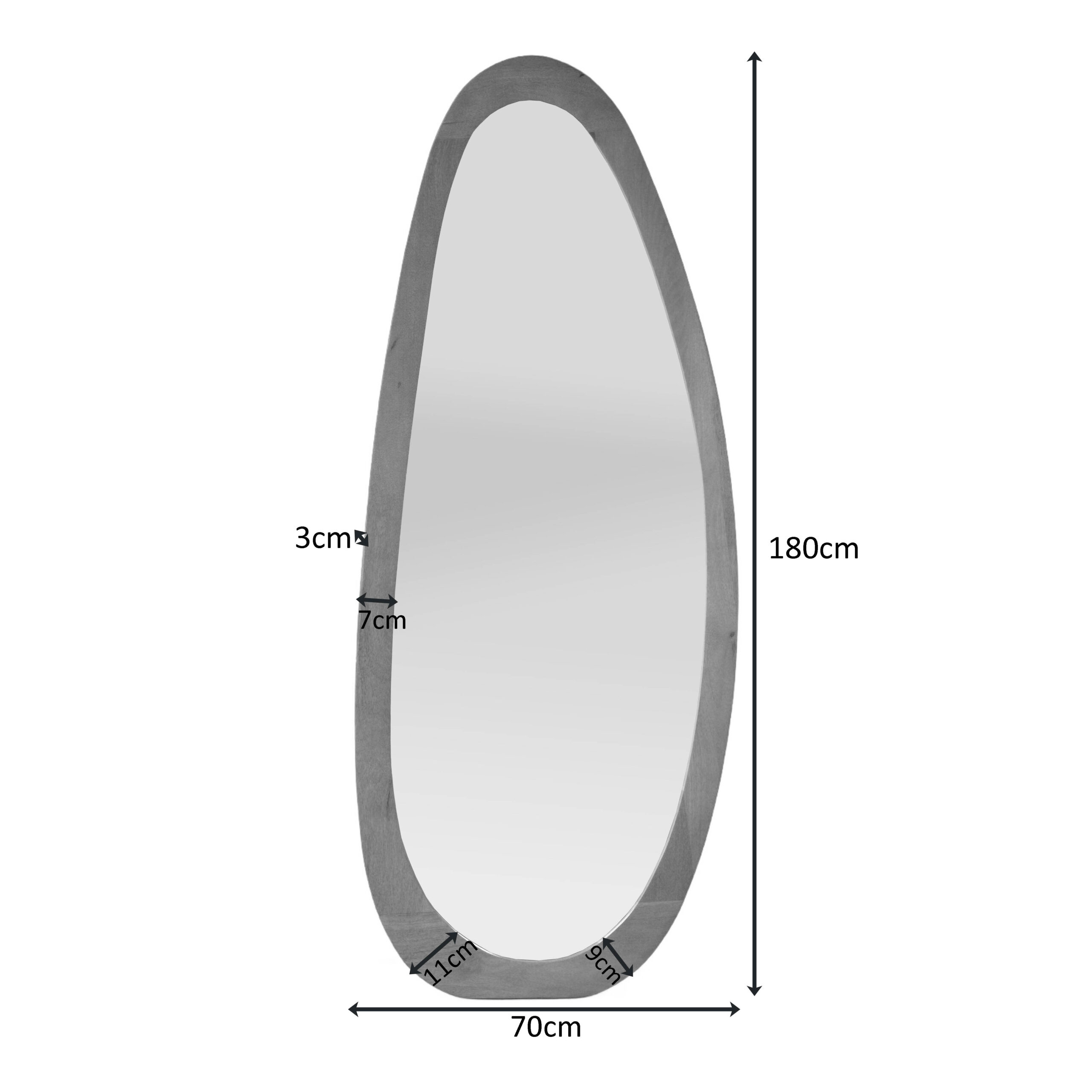 Organischer Spiegel Lou Natur Mangoholz 180 cm (Glas) - Starfurn