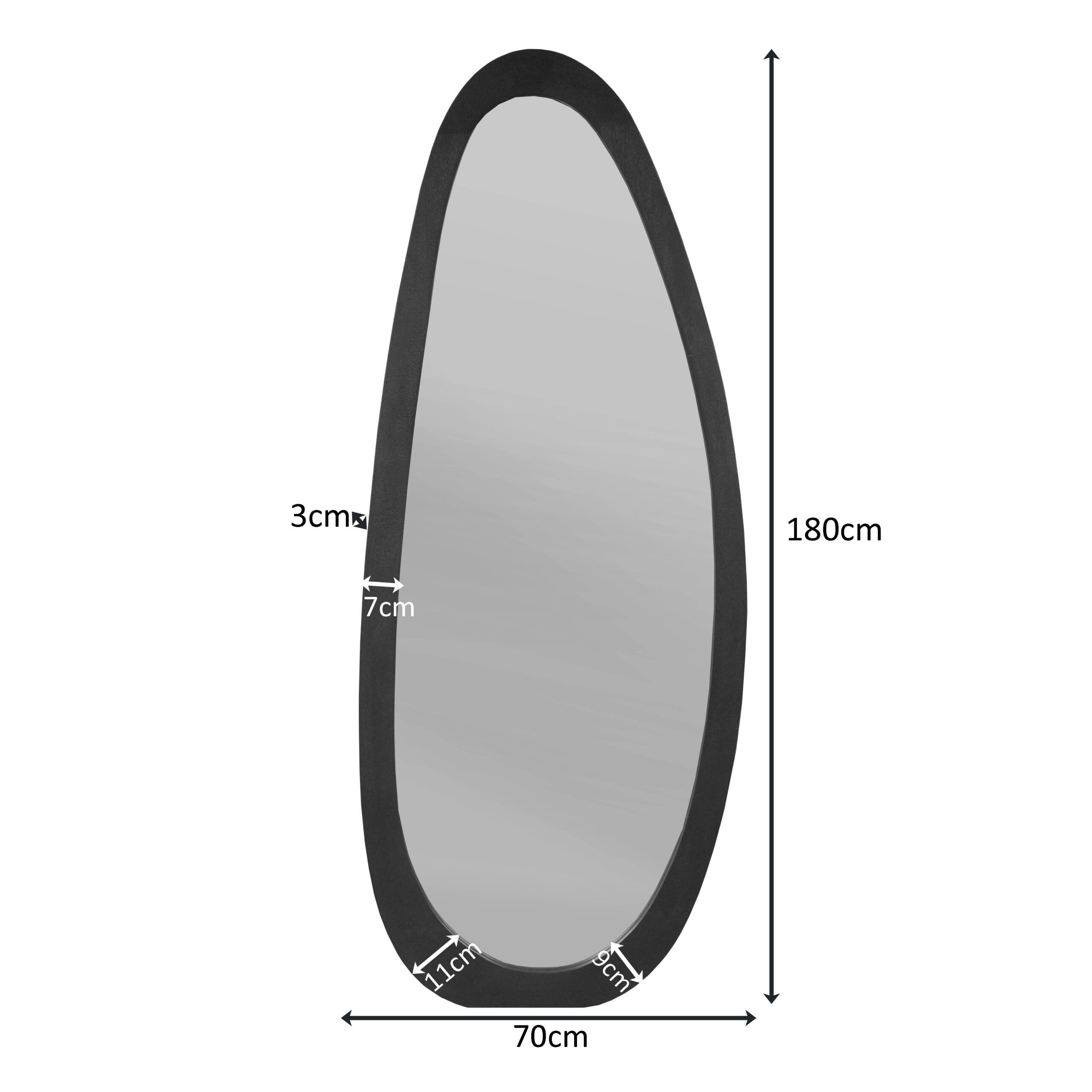 Organische spiegel Lou Zwart  Mangohout 180 cm - Starfurn