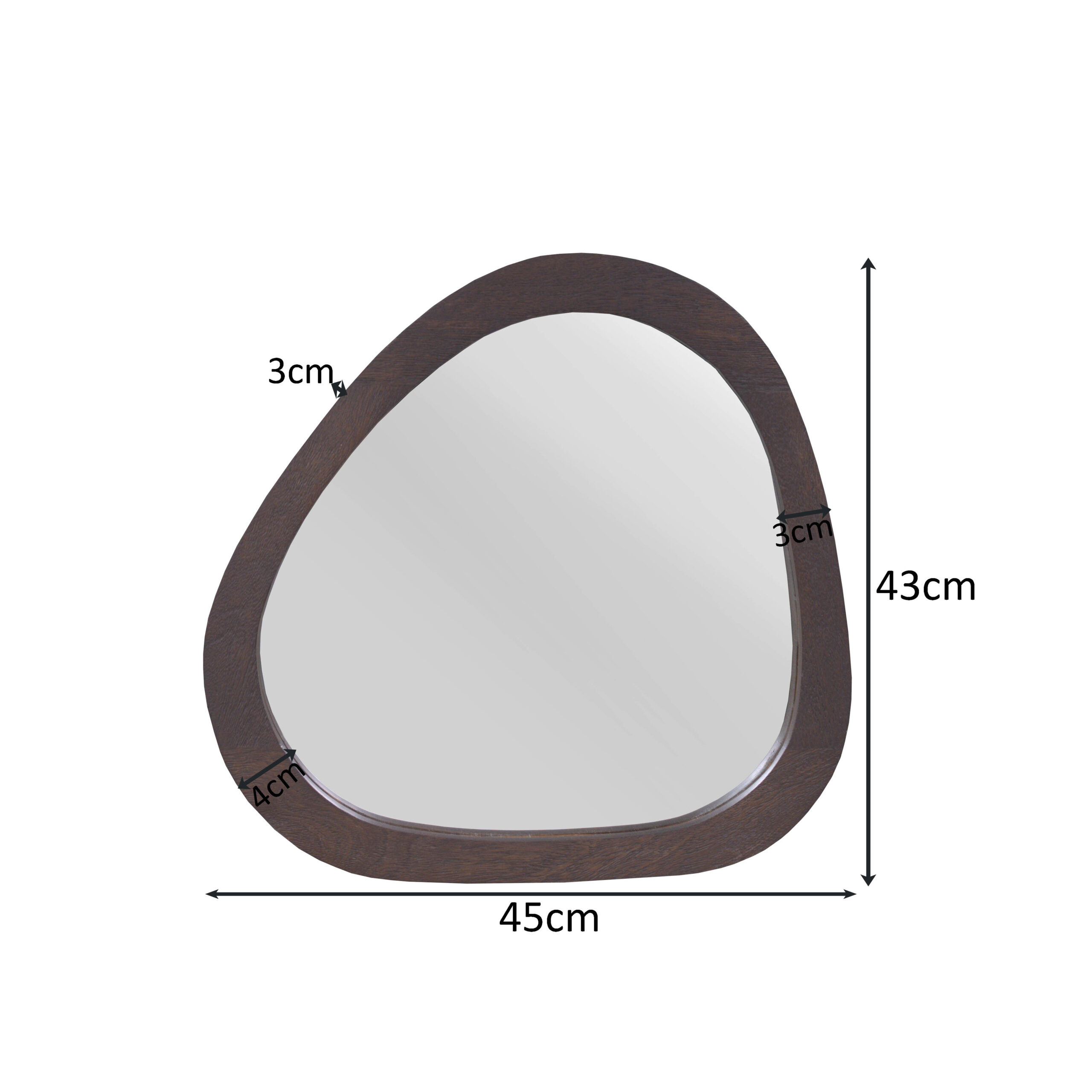 Organischer Spiegel Lou Braun Mangoholz 43 cm (Glas) - Starfurn