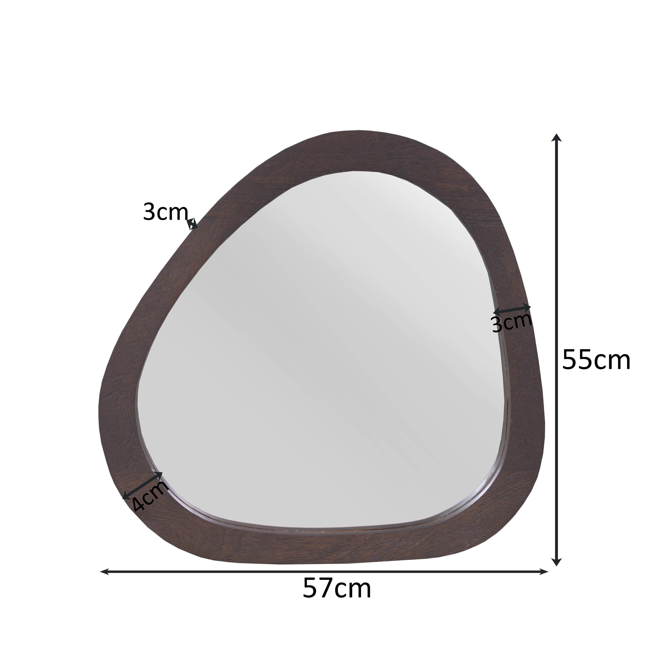 Organischer Spiegel Lou Braun Mangoholz 55 cm (Glas) - Starfurn