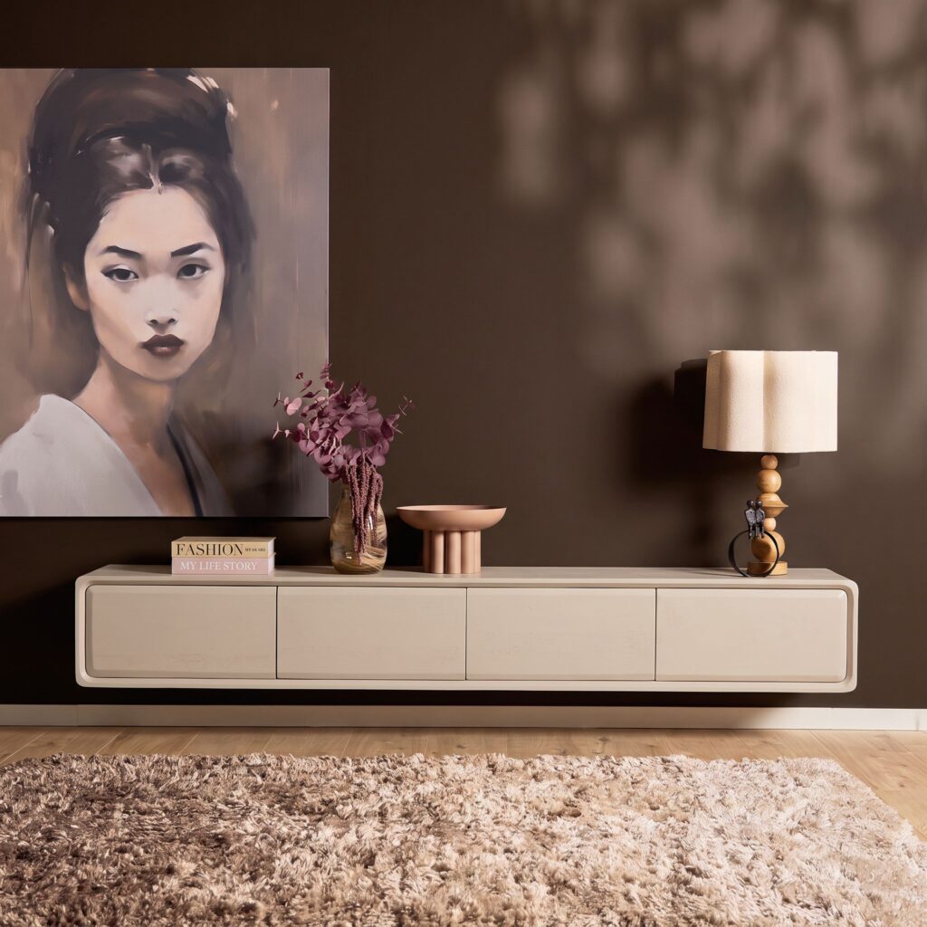 Floating TV Unit Allure Sand Mango Wood 200 cm - Starfurn