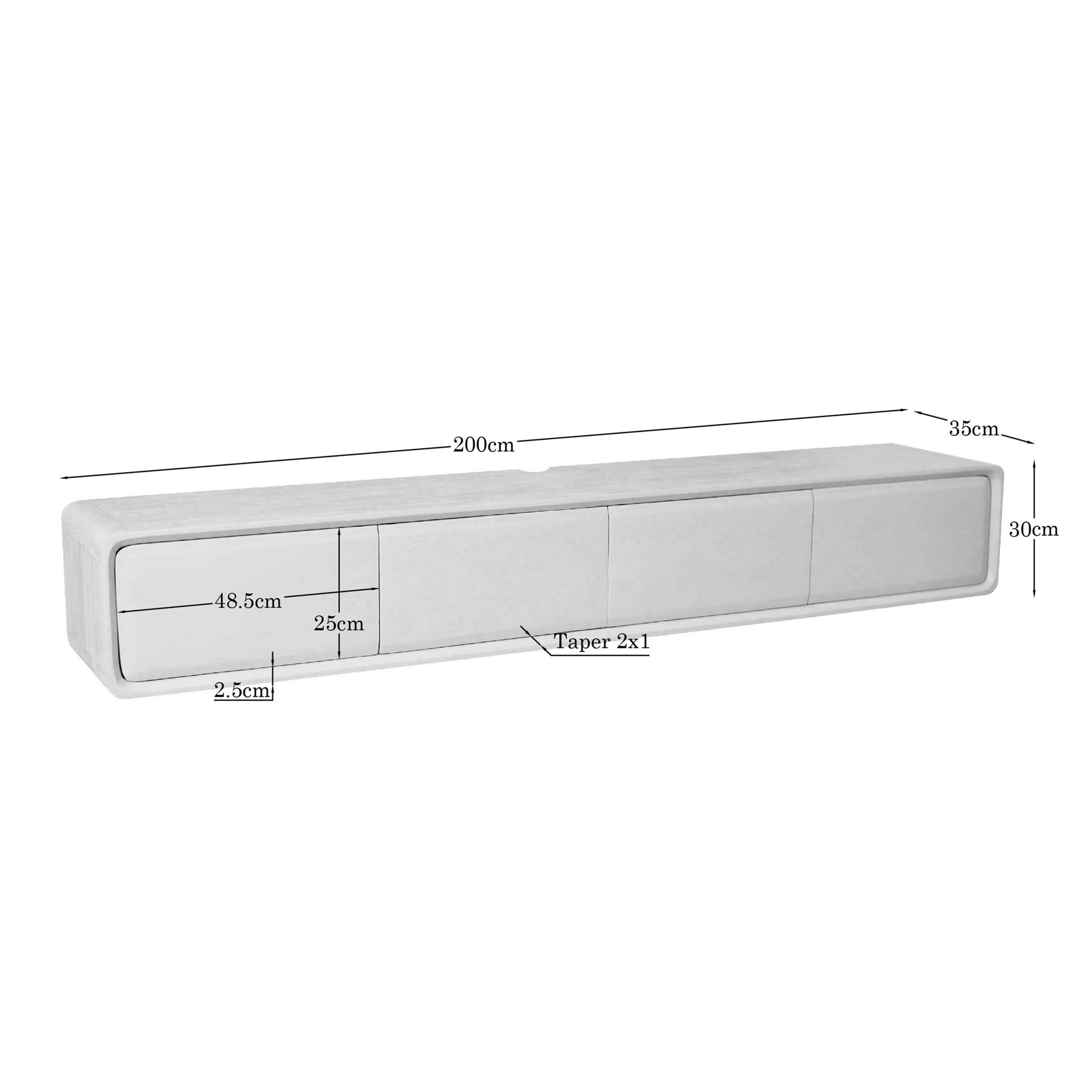Schwebendes TV-Möbel Allure Sand Mangoholz 200 cm - Starfurn