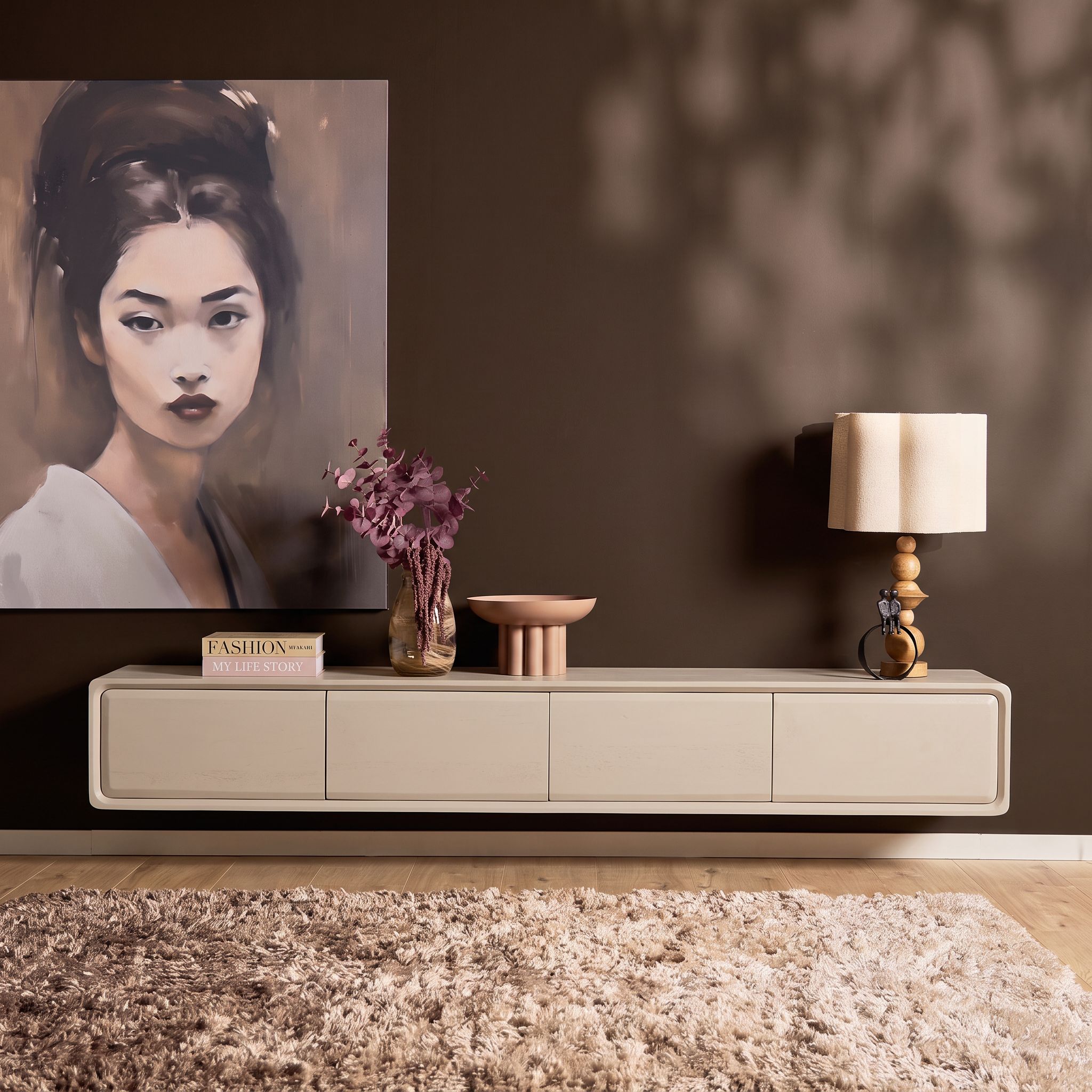 Schwebendes TV-Möbel Allure Sand Mangoholz 200 cm - Starfurn