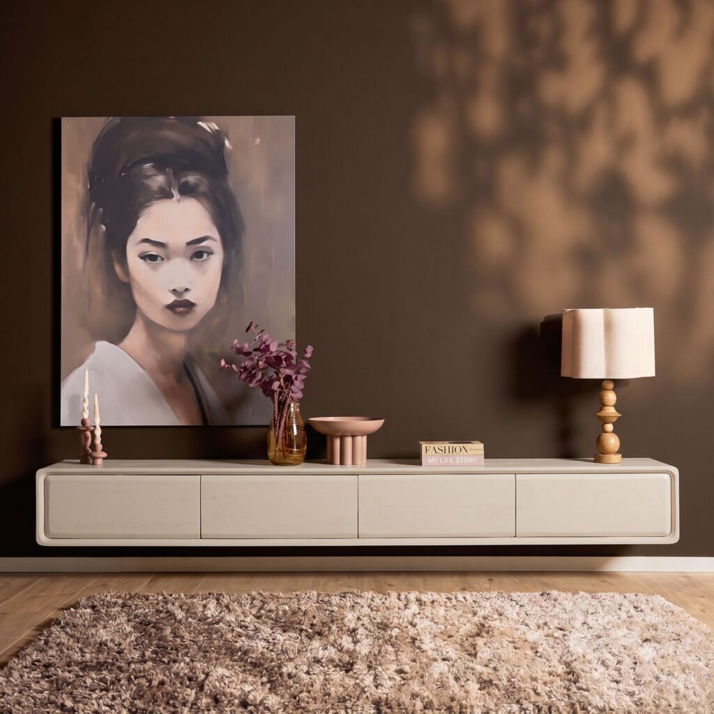 Floating TV Unit Allure Sand Mango Wood 240 cm - Starfurn