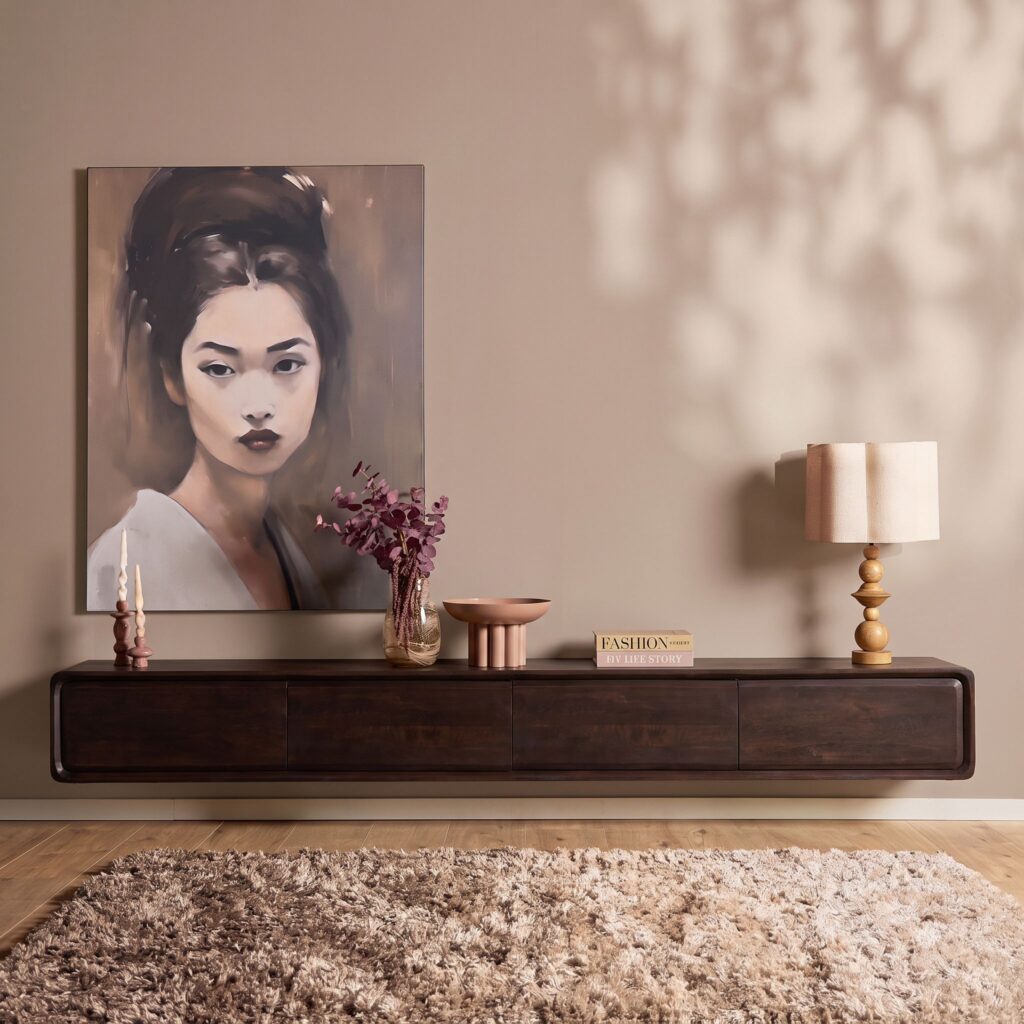 Floating TV Unit Allure Brown Mango Wood 240 cm - Starfurn