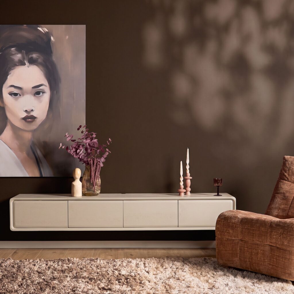 Floating TV unit Allure Sand Mango Wood 160 cm - Starfurn