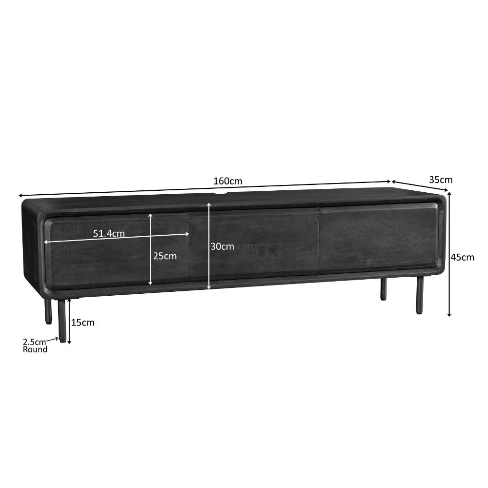 Schwebendes TV-Möbel Allure Braun Mangoholz 160 cm - Starfurn