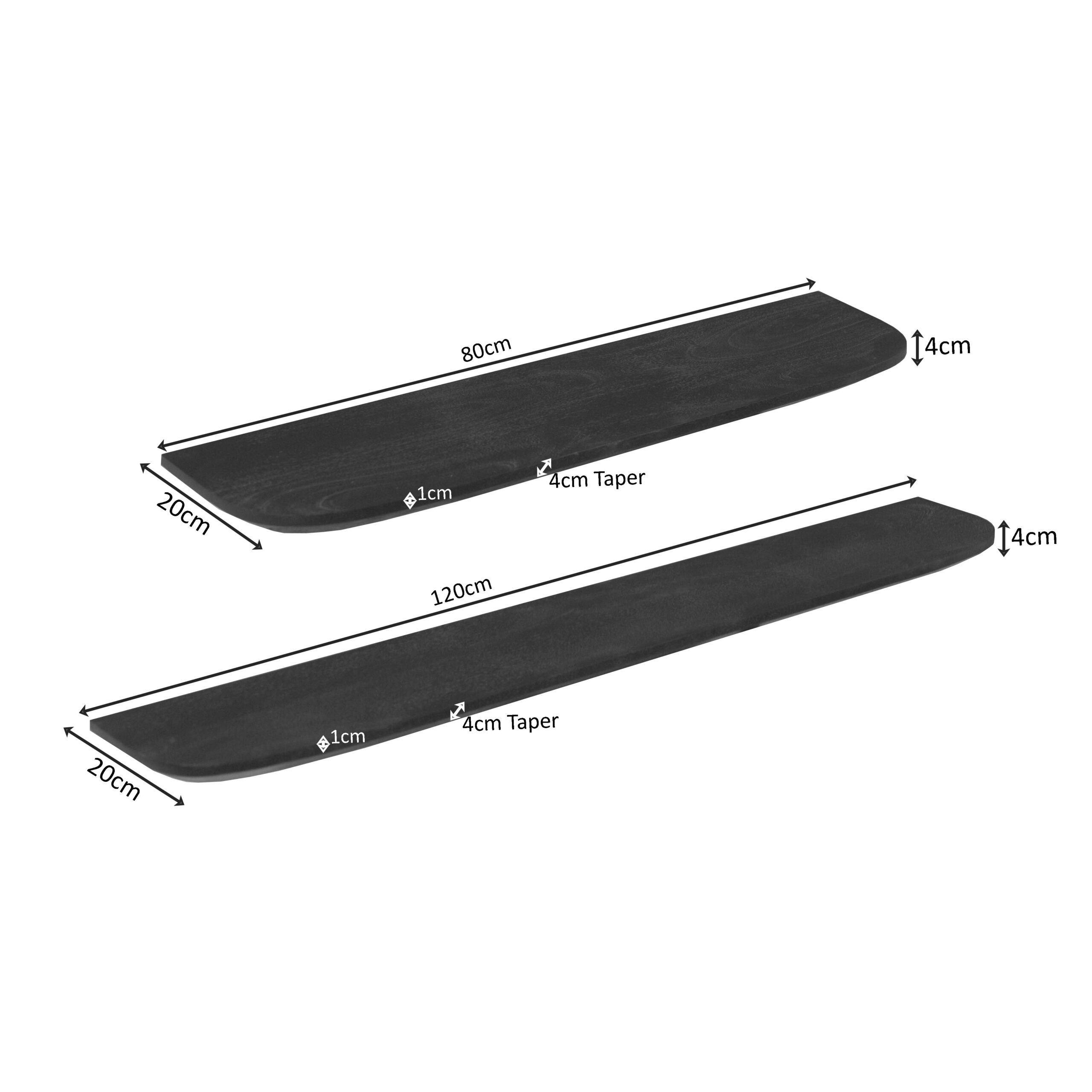 Wandregal Gusta Schwarz Mangoholz 80 cm - Starfurn