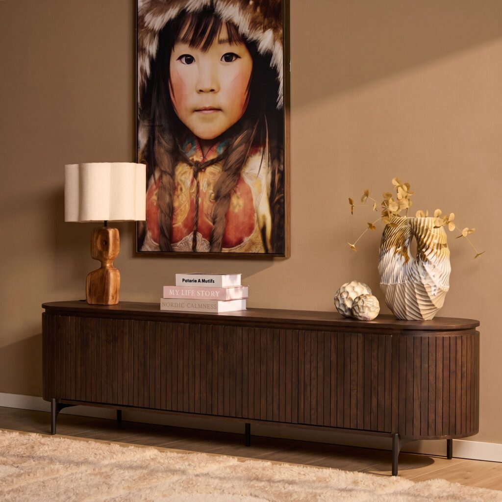 TV unit Solana Brown Mango Wood 210 cm - Starfurn