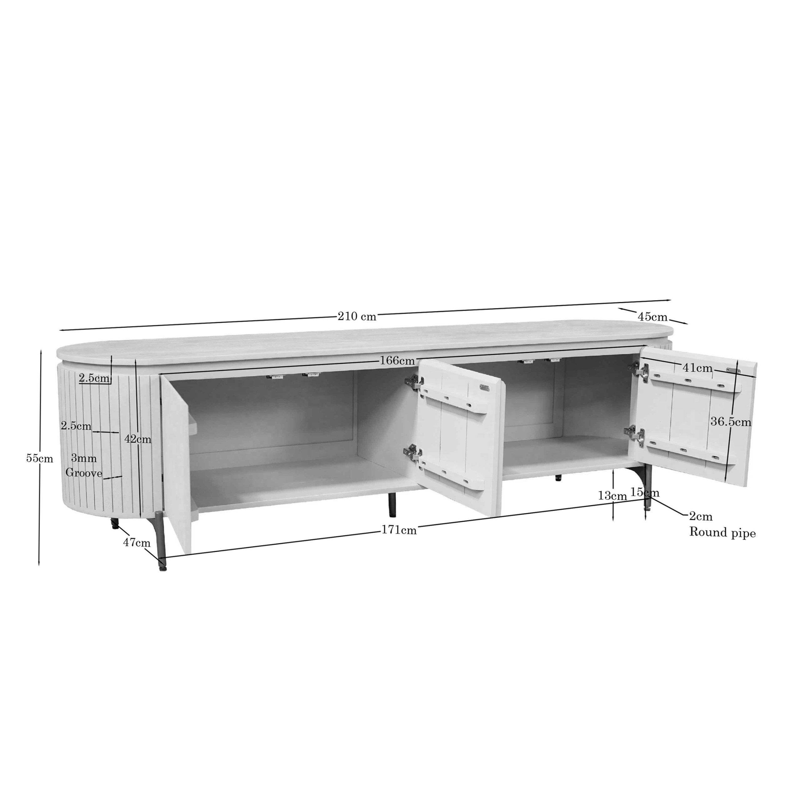 Tv meubel Solana Bruin Mangohout 210 cm - Starfurn
