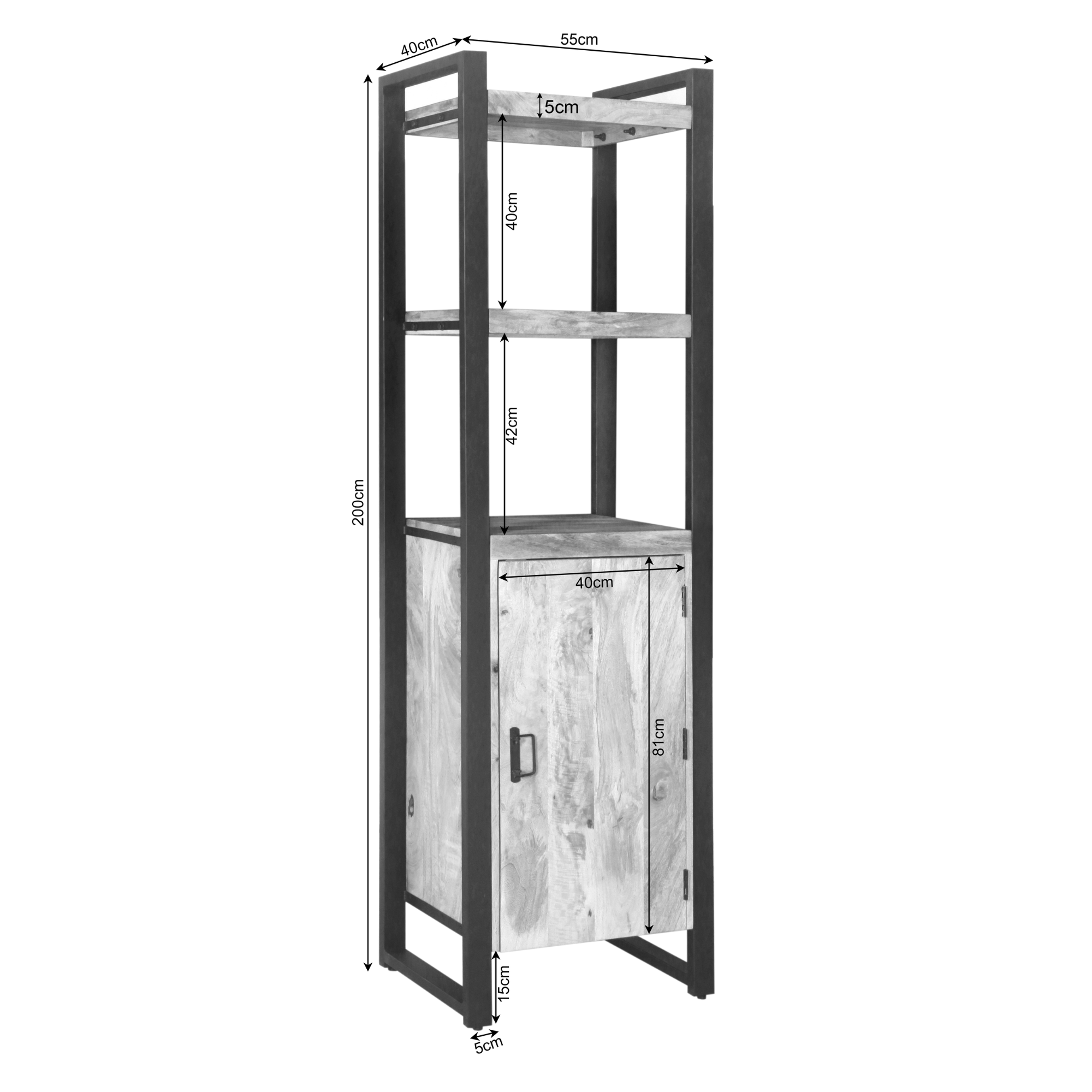 Estantería Boaz con puerta Madera de mango 55 cm - Starfurn
