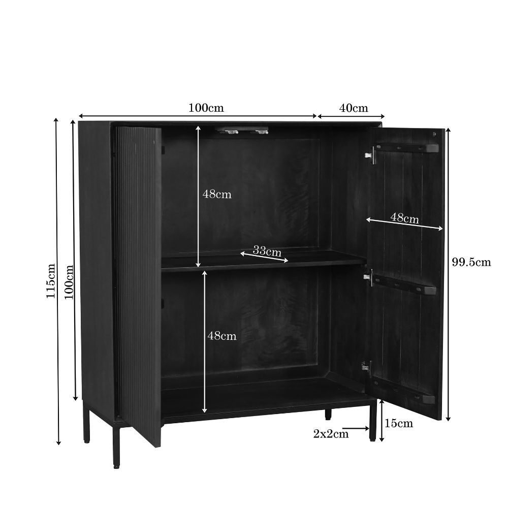 Kabinettschrank Madison Braun Mangoholz 100 cm - Starfurn