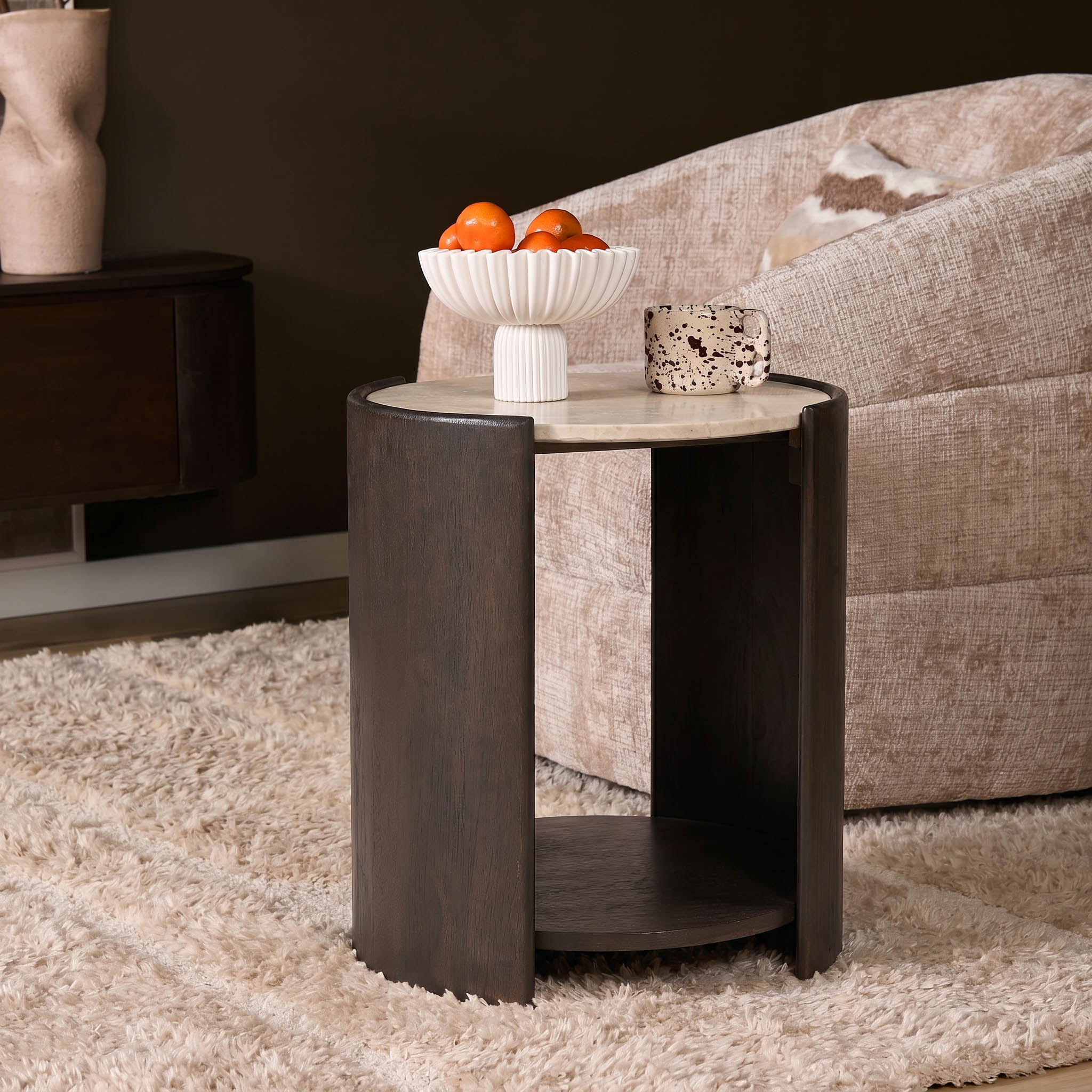Bijzettafel Rune Botticino marmer 45 cm - Starfurn