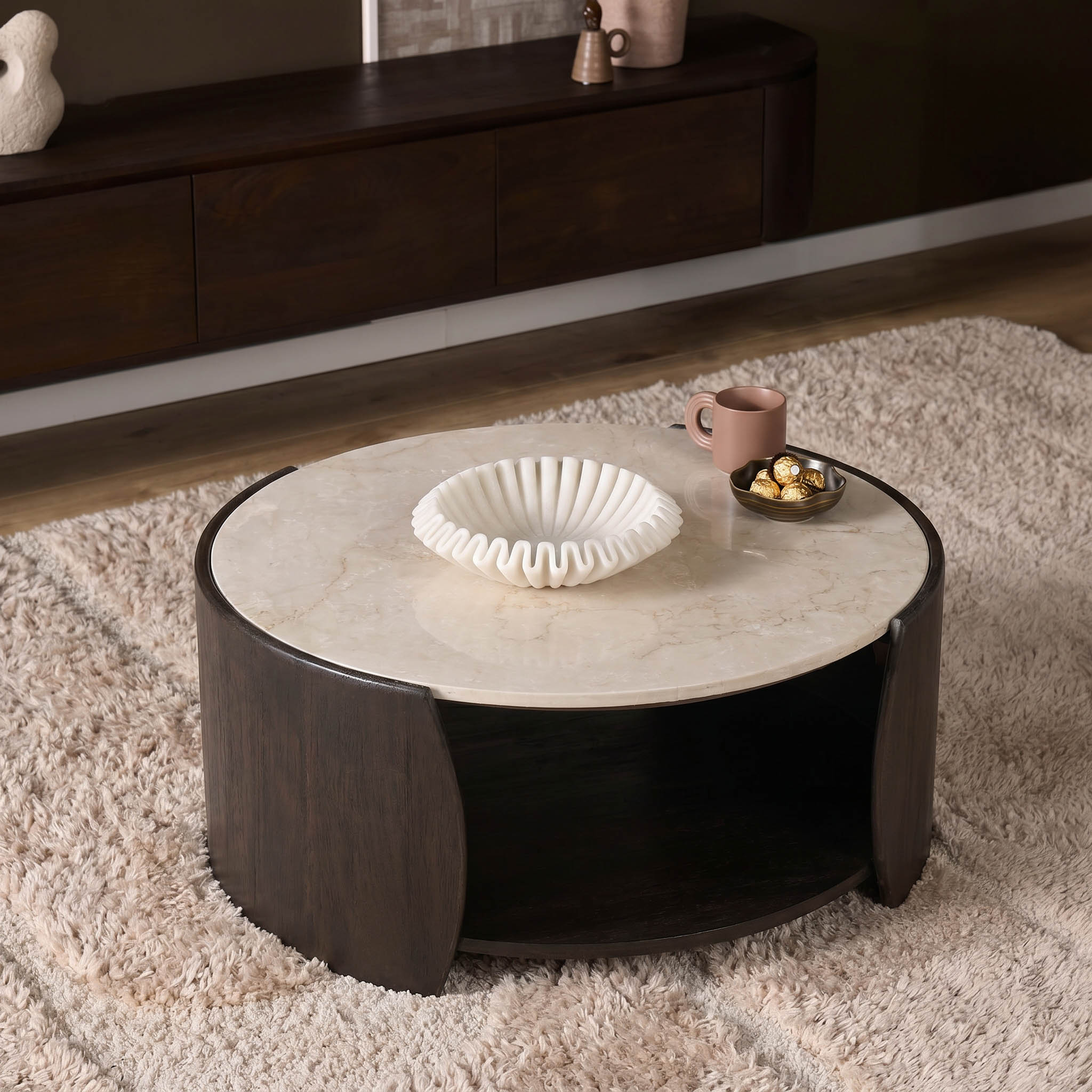 Couchtisch Rune Botticino Marmor 80 cm - Starfurn