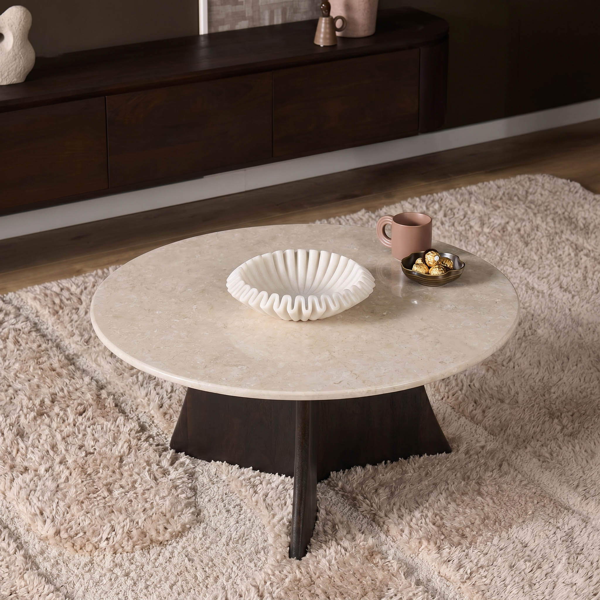 Couchtisch Milo Botticino Marmor 80 cm - Starfurn