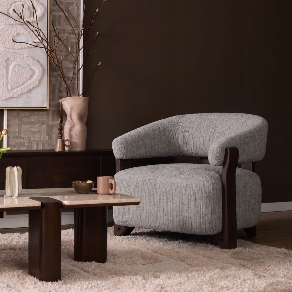 Sessel Juun Taupe (Stoff|Buchenholz) - Starfurn