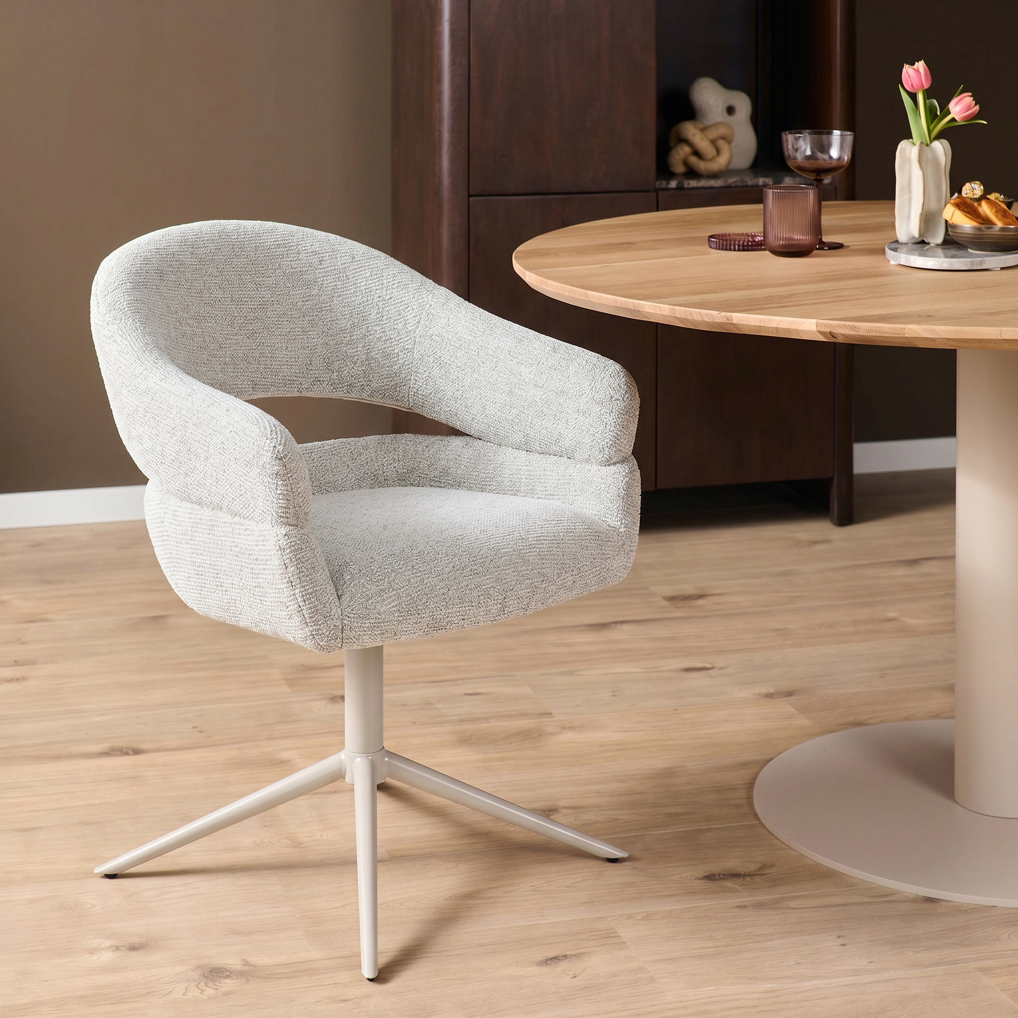 Drehbarer Esszimmerstuhl Lily Beige - Starfurn