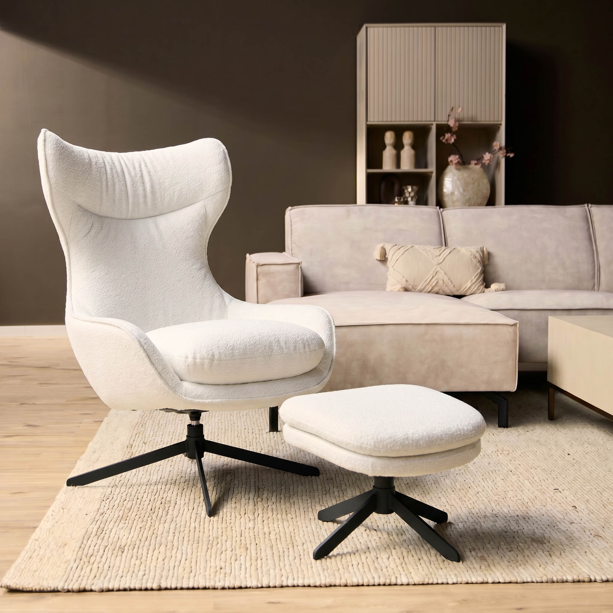 Drehbarer Sessel Olivia Gebrochen Weiß (Metall, Off white) - Starfurn