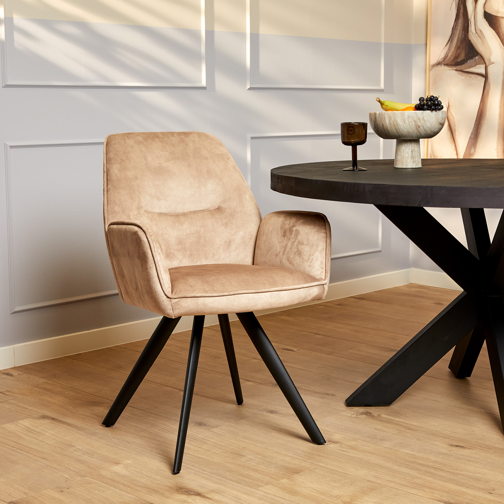 Esszimmerstuhl Nova Beige Samt - Starfurn