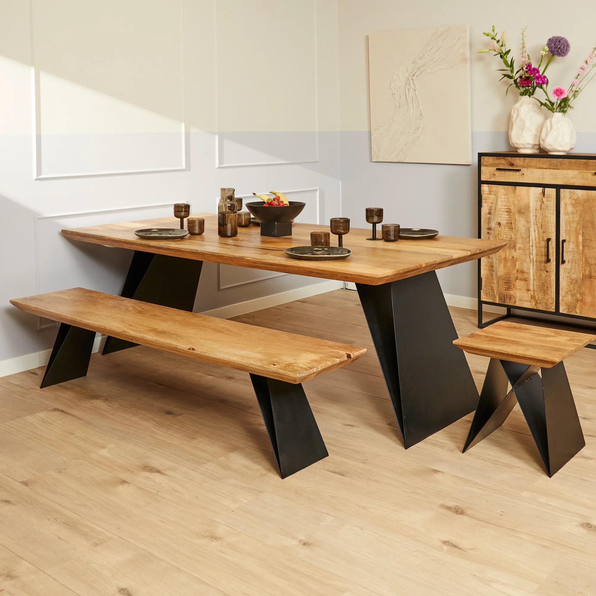 Eettafel Extense massief mangohout 240 cm naturel - Starfurn